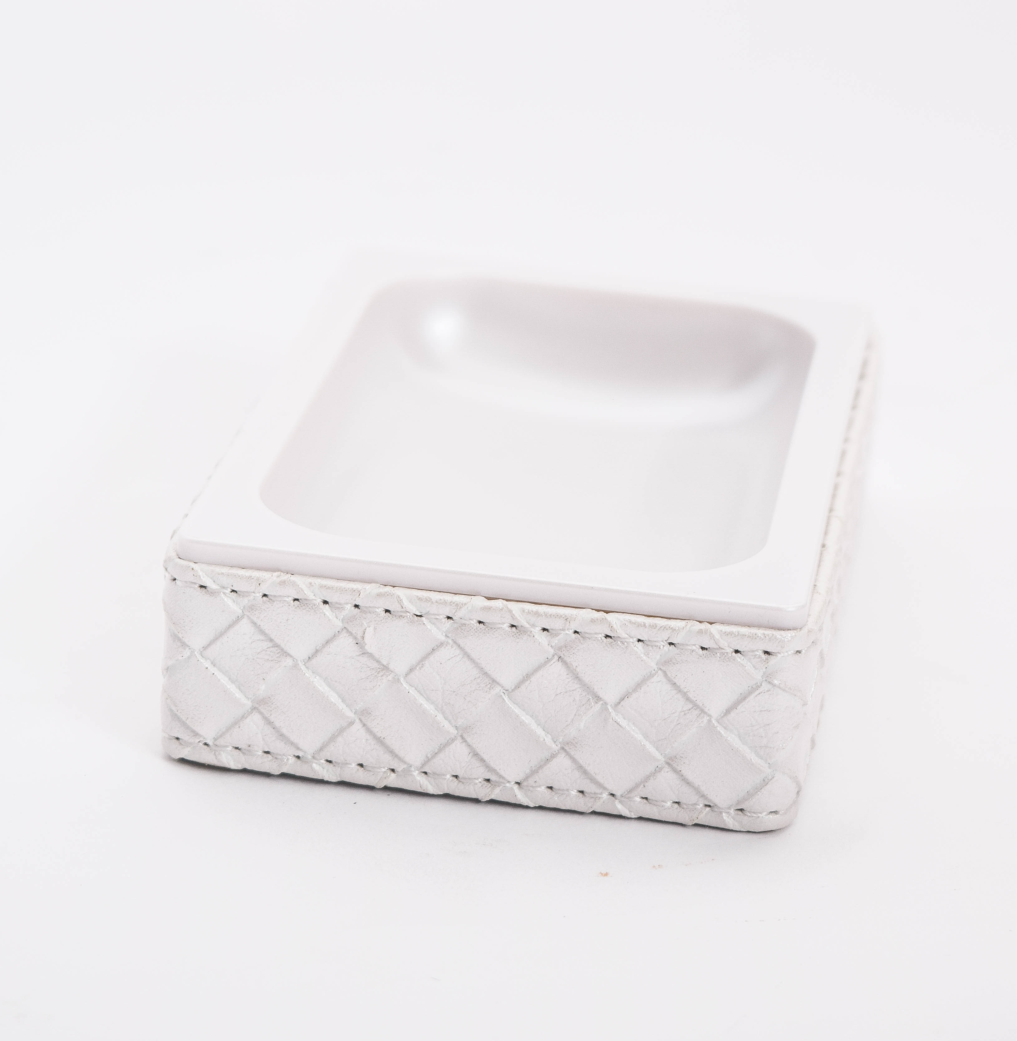 Gedy White Faux Leather Soap Dispenser and Holder