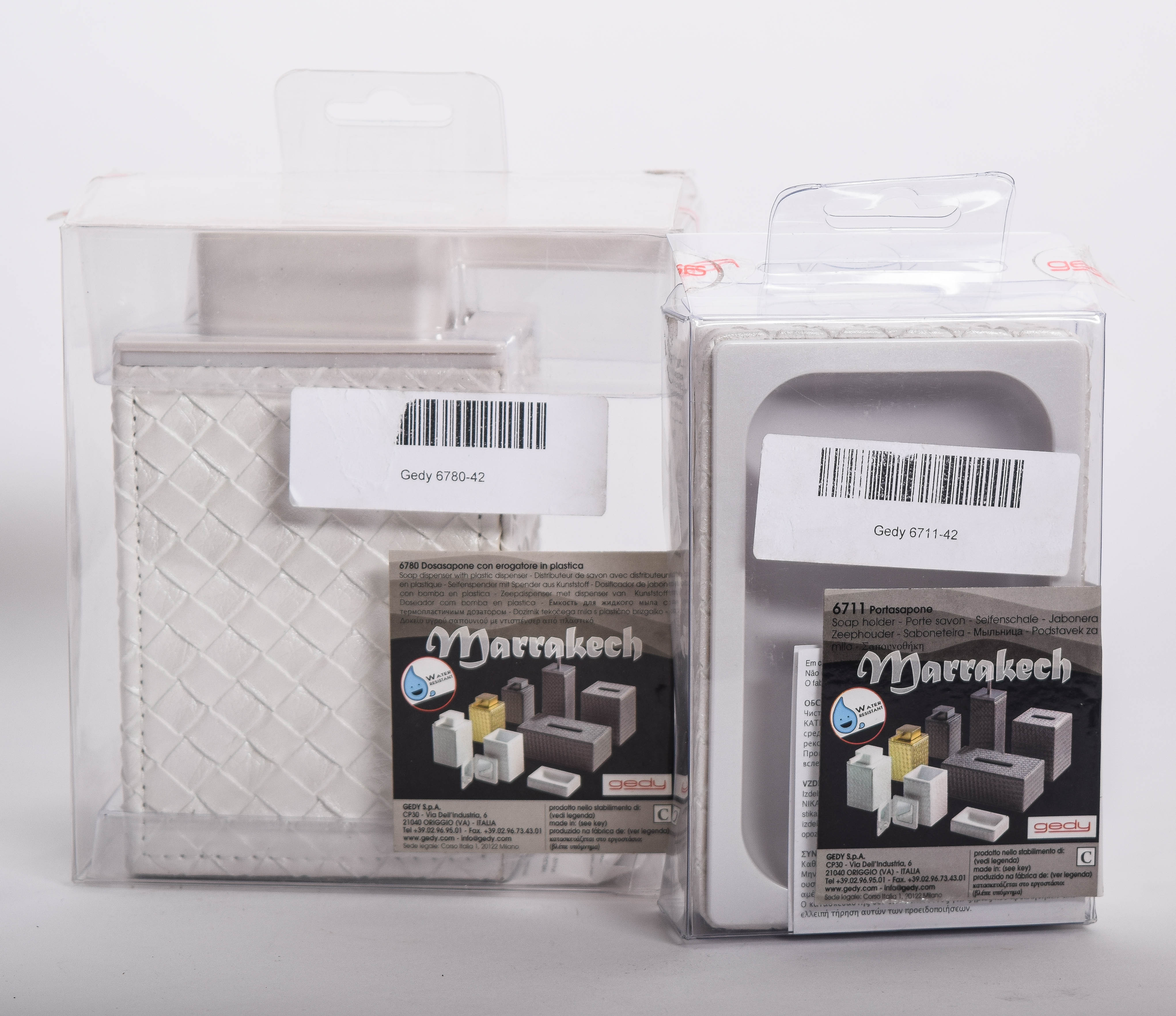 Gedy White Faux Leather Soap Dispenser and Holder