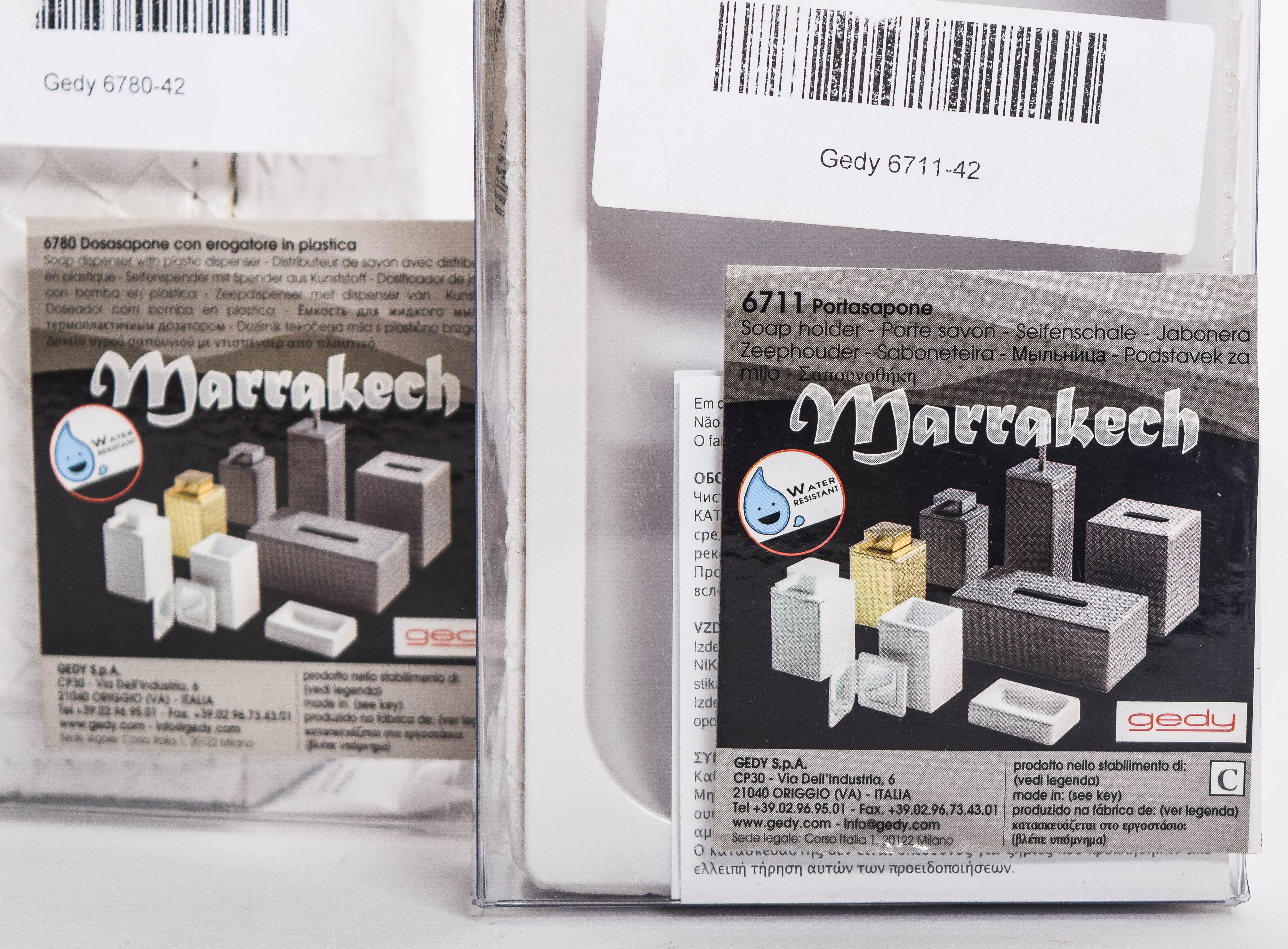 Gedy White Faux Leather Soap Dispenser and Holder