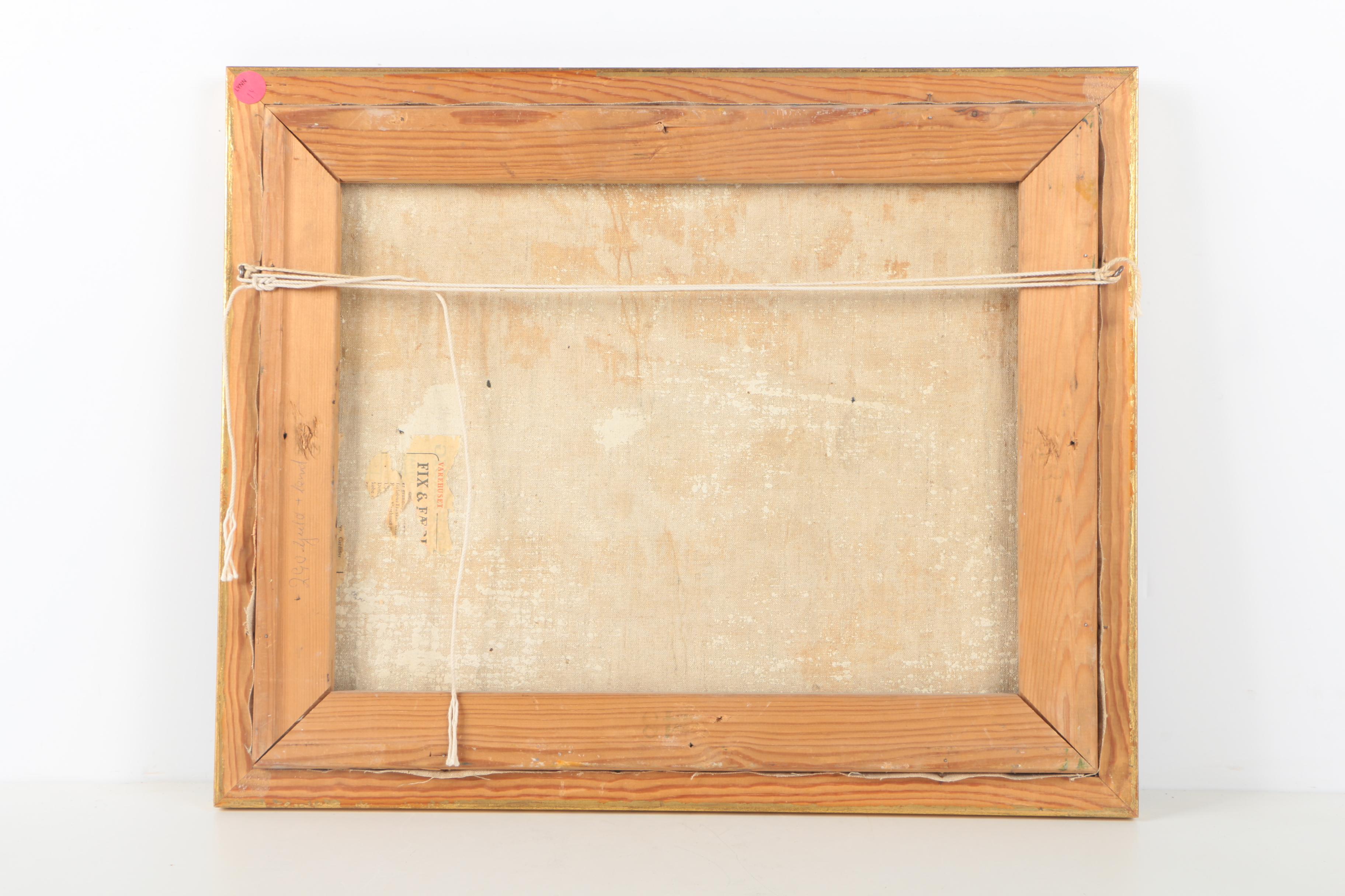 1950 G. B. Oil Painting Of Boat Dock