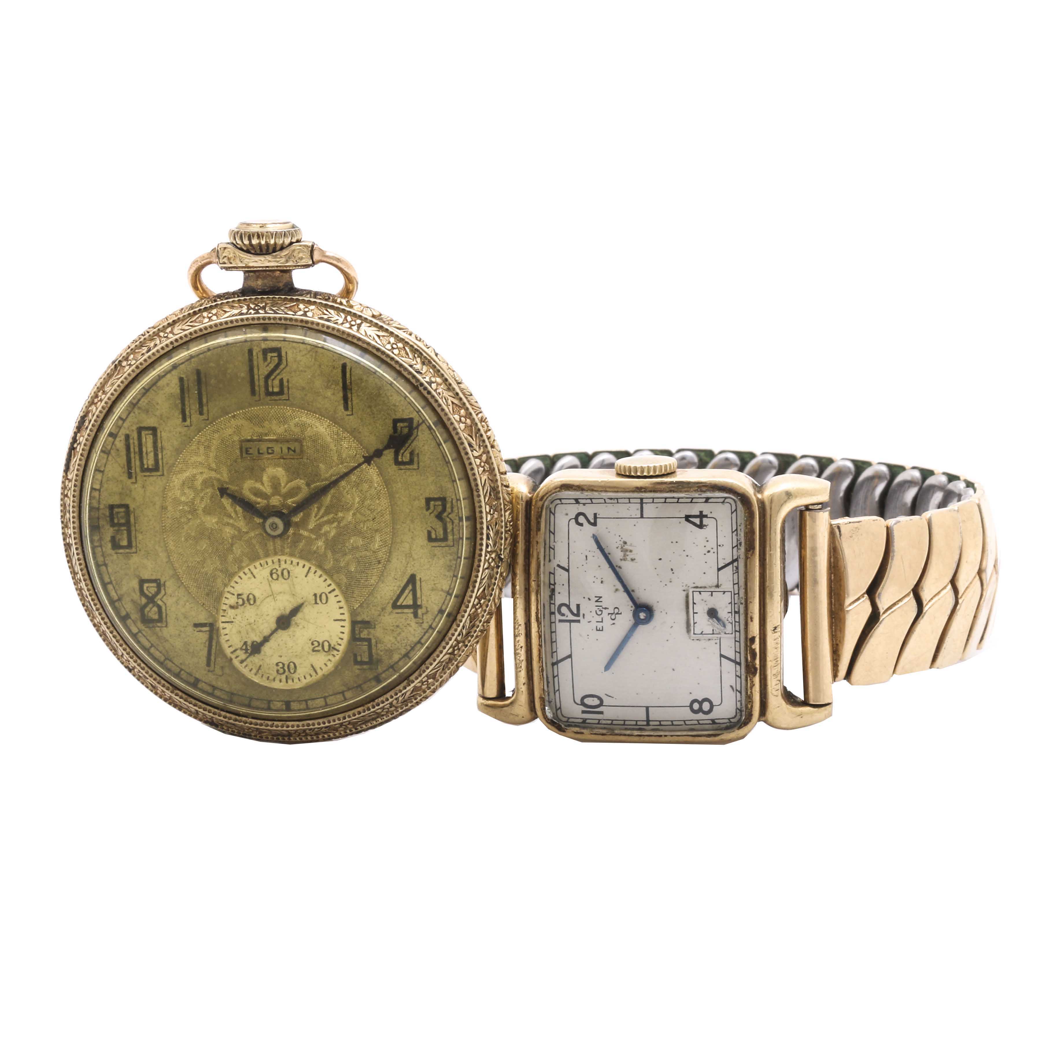 Elgin Pocket Watch and Watch