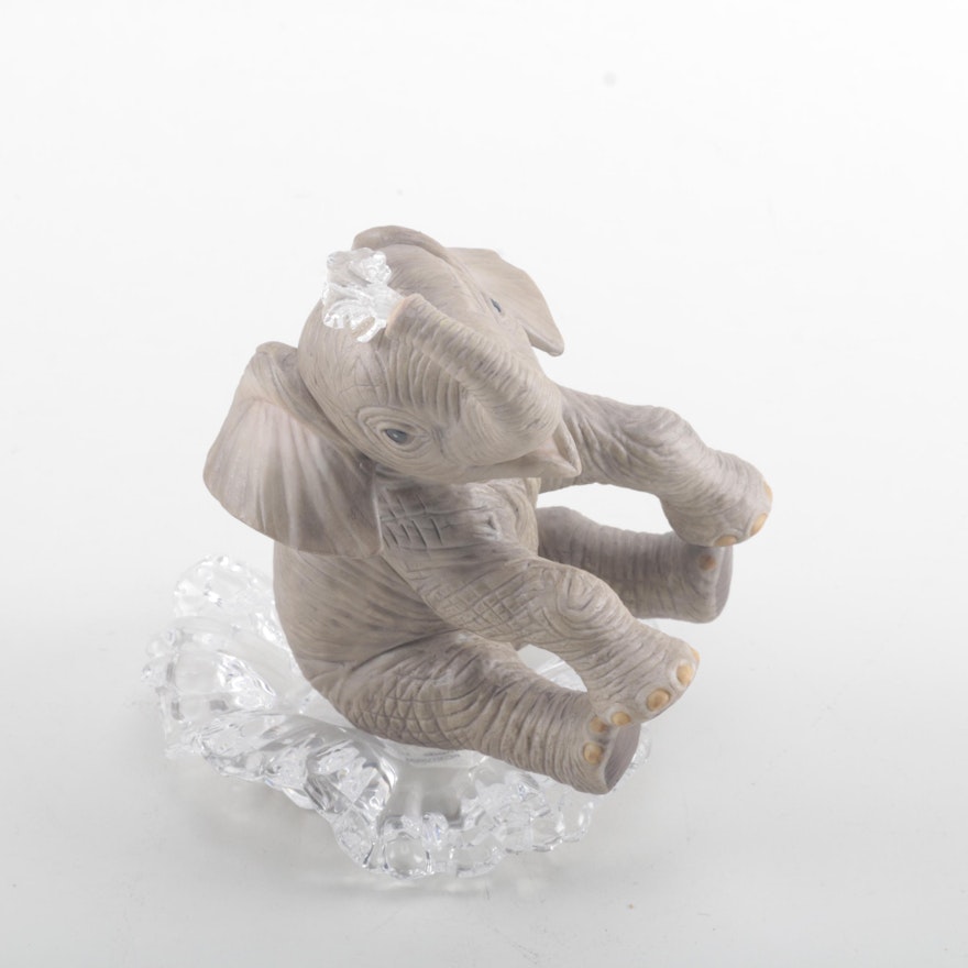 Lenox Ceramic Elephant Figurine on Crystal Base