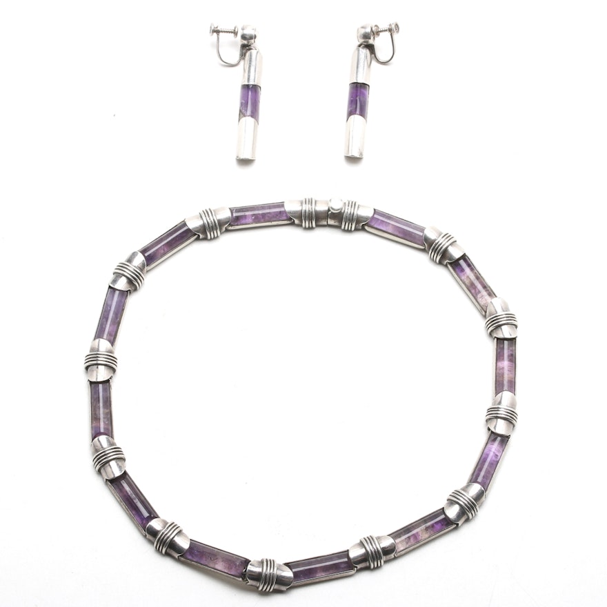 Antonio Pineda (1919-2009) Sterling Silver and Amethyst Suite