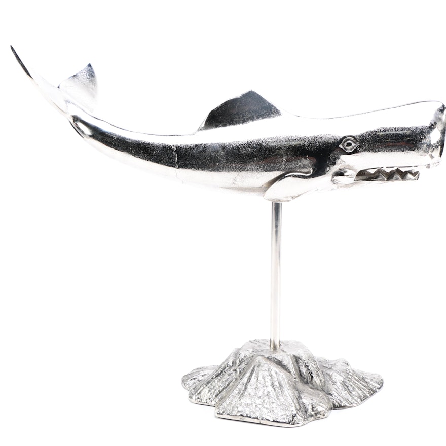 Silver Tone Whale Sculpture