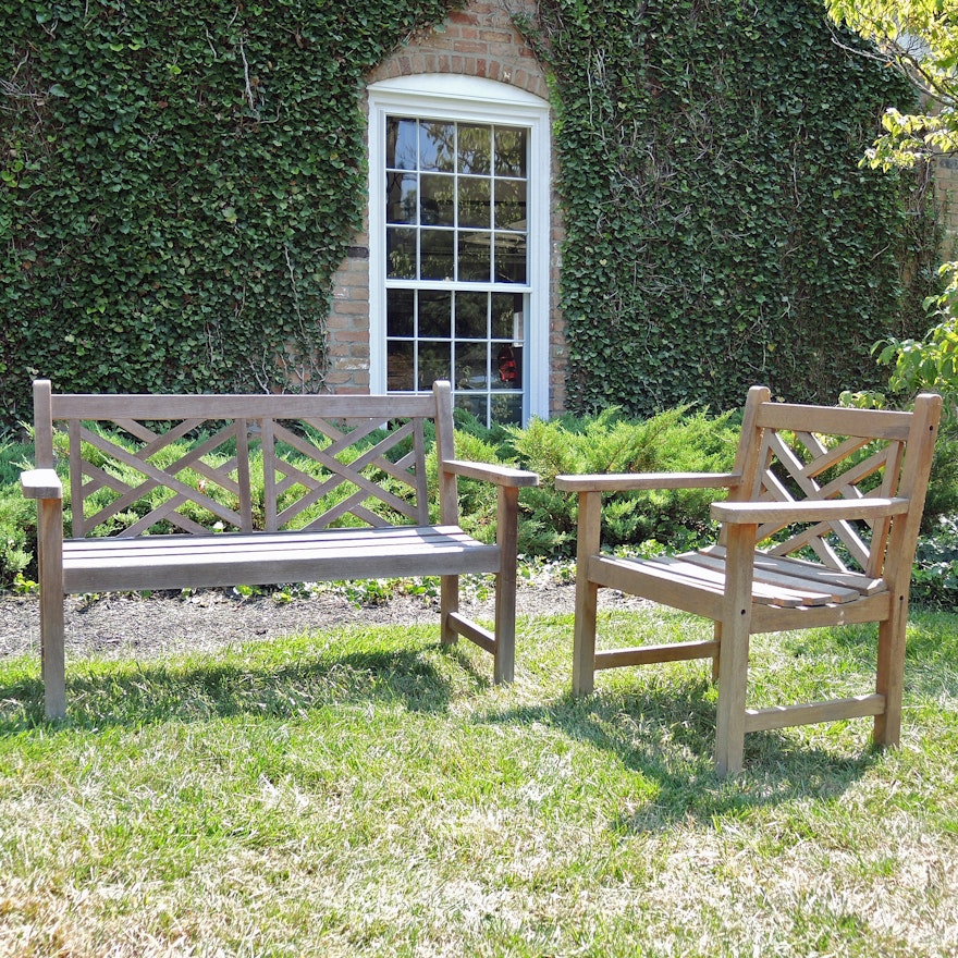Teak Patio Bench and Chair