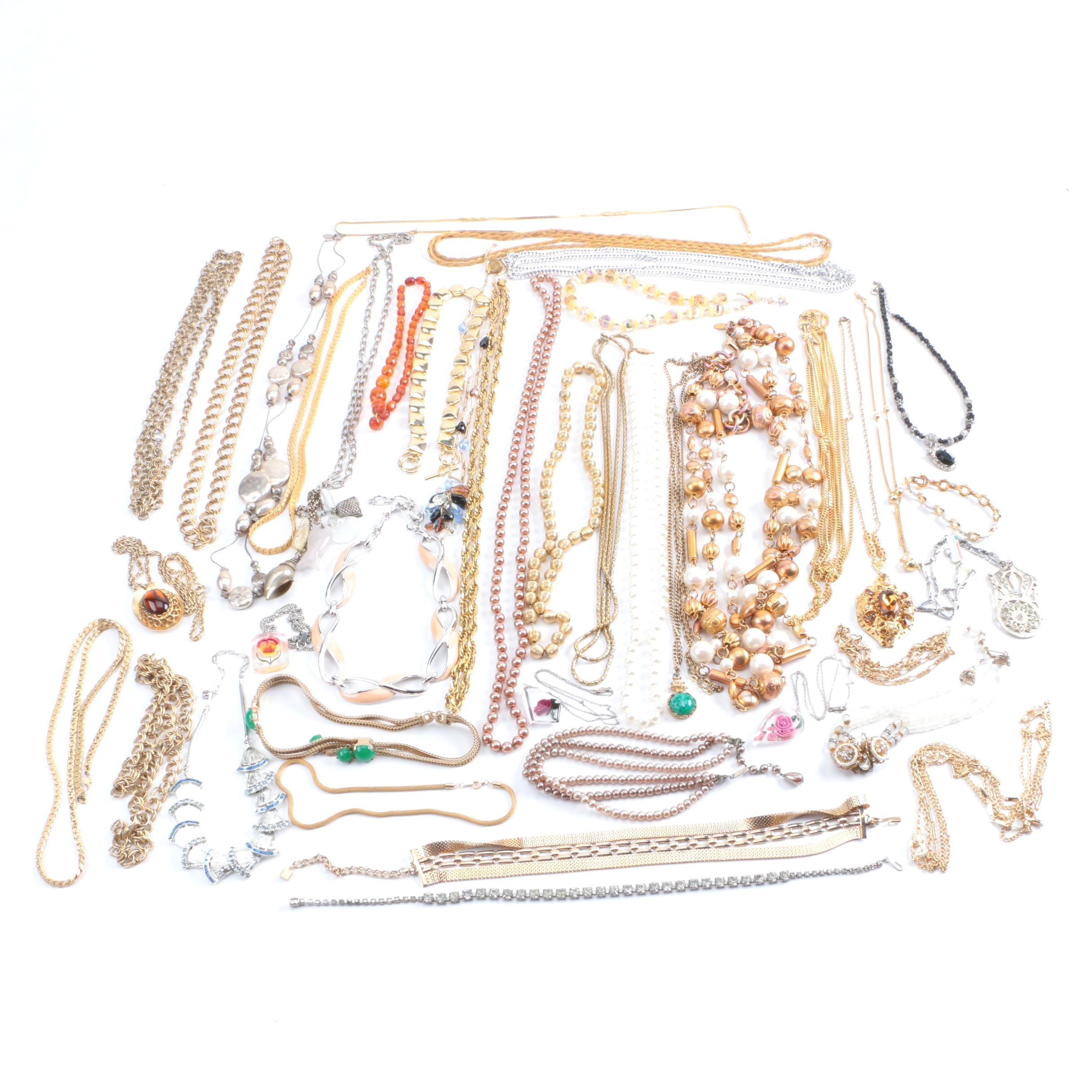 Gold Tone Vintage Costume Necklaces