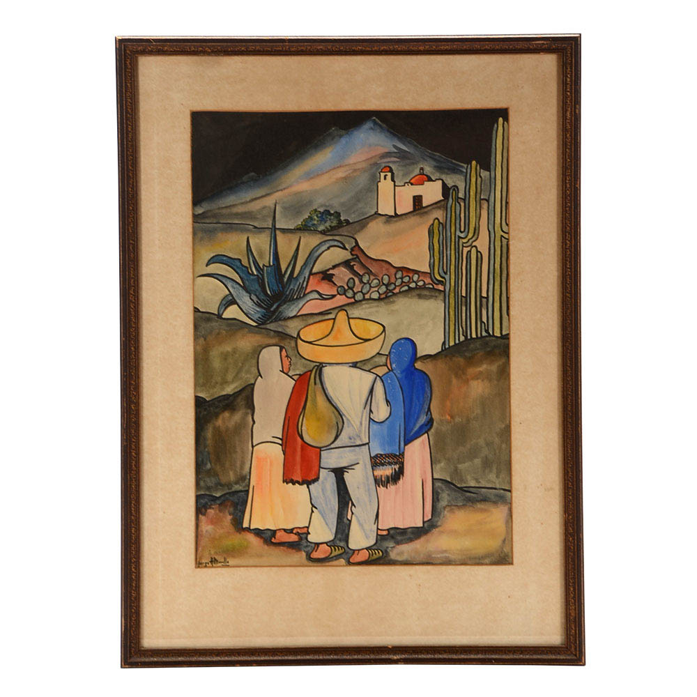 Jorge A. Murillo Original Watercolor Mexican Folk Art Painting