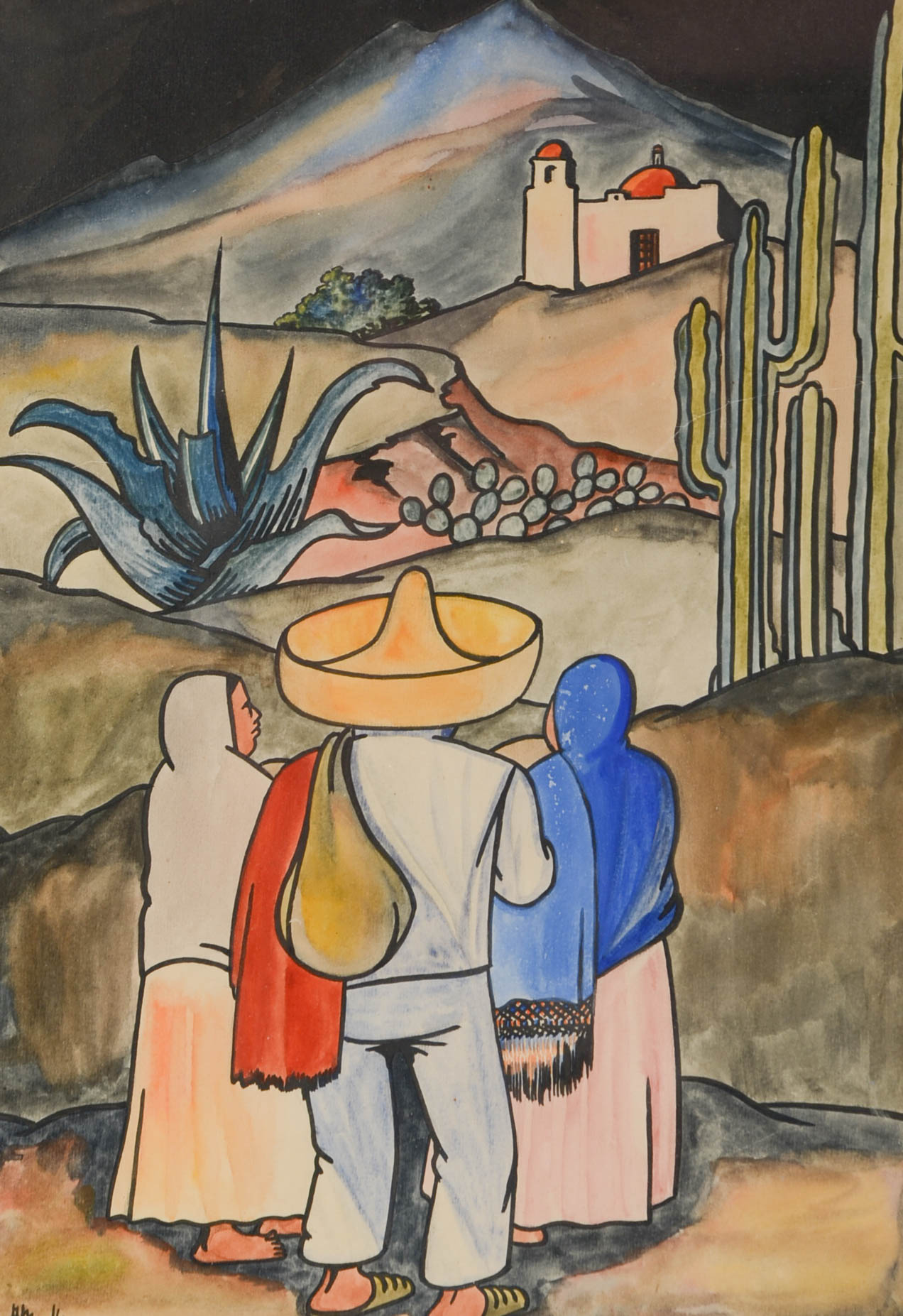 Jorge A. Murillo Original Watercolor Mexican Folk Art Painting