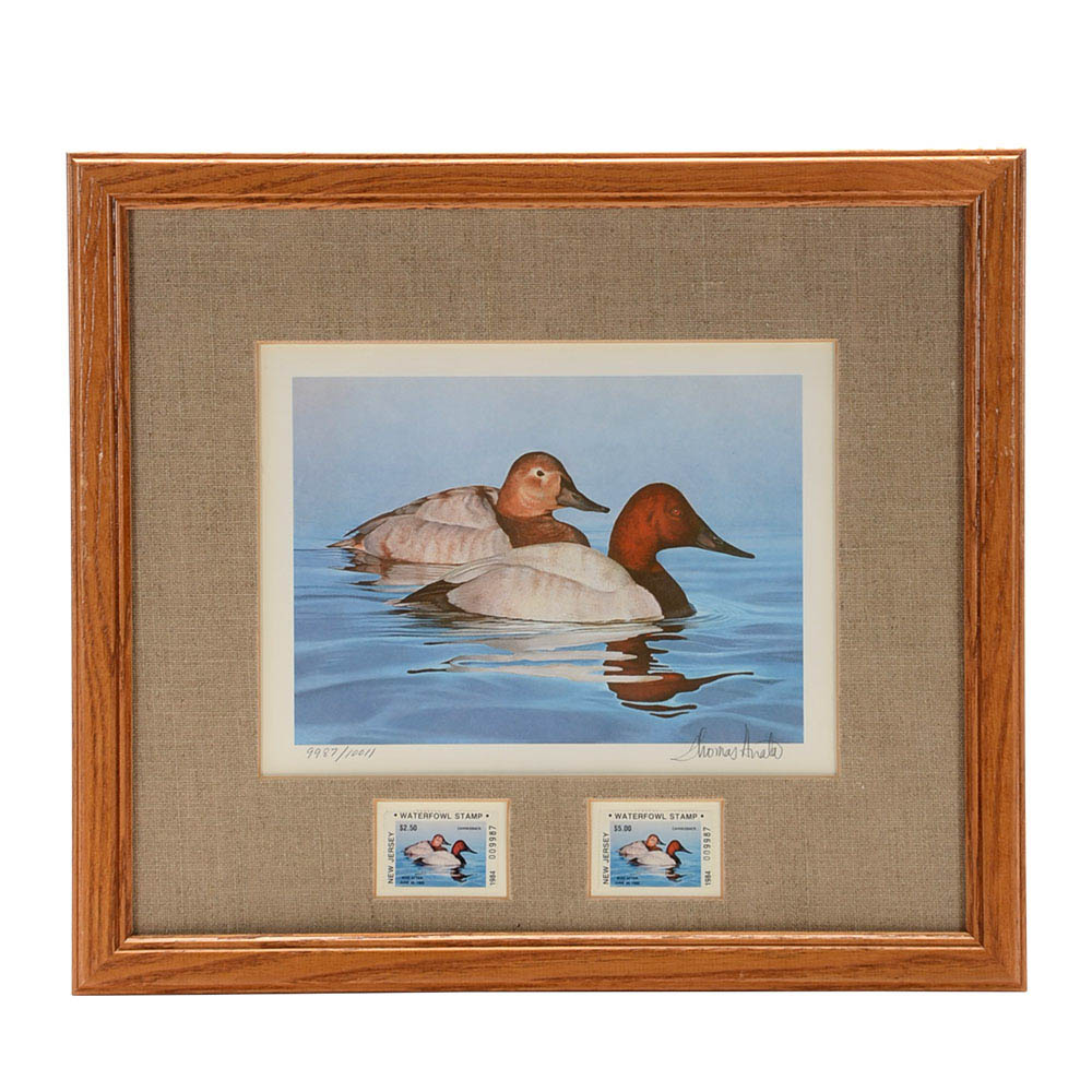 Thomas Hirata Signed Limited Edition Offset Lithograph and Two Postage Stamps