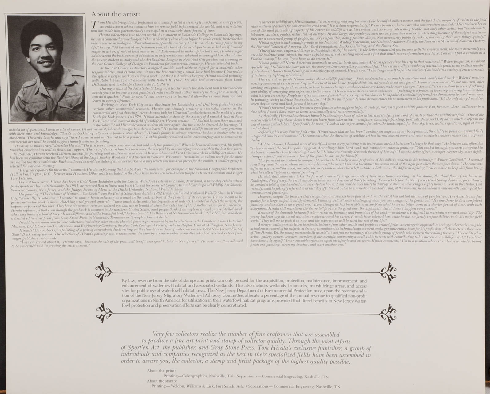 Thomas Hirata Signed Limited Edition Offset Lithograph and Two Postage Stamps