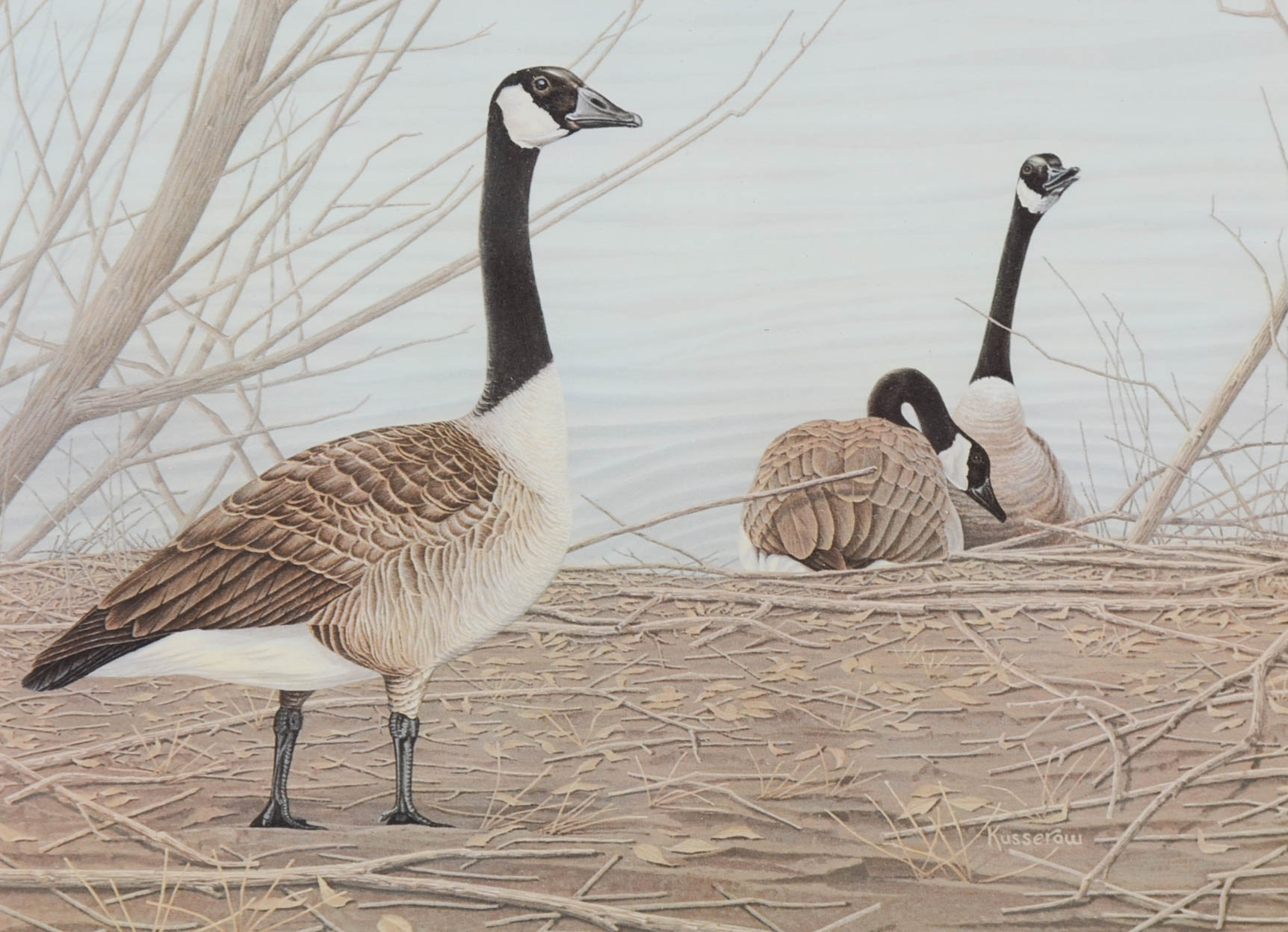 Robert Kusserow Signed Limited Edition Offset Lithograph and One Postage Stamp