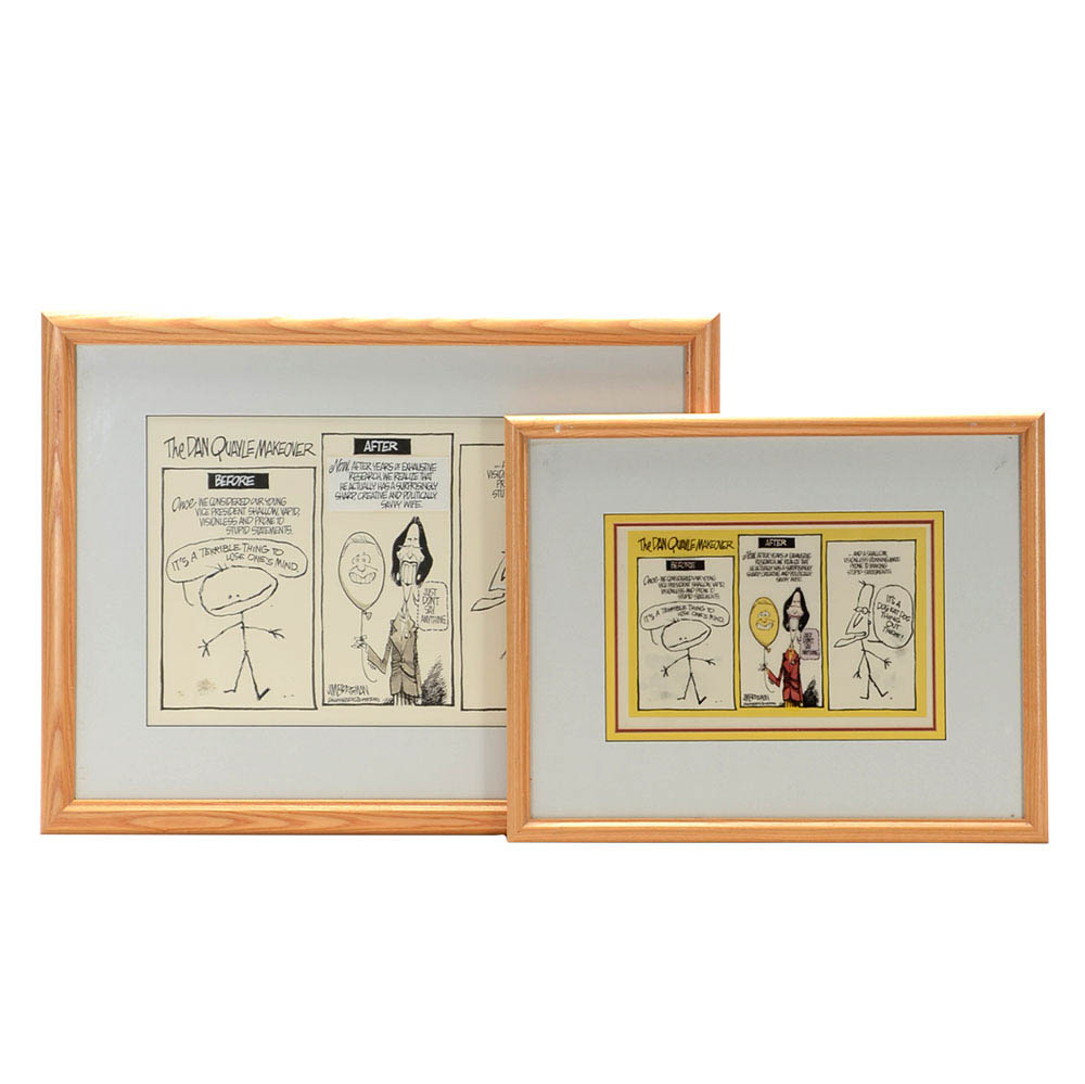 Jim Borgman Original 1992 Ink Cartoon Illustration Prototype for Cincinnati Enquirer