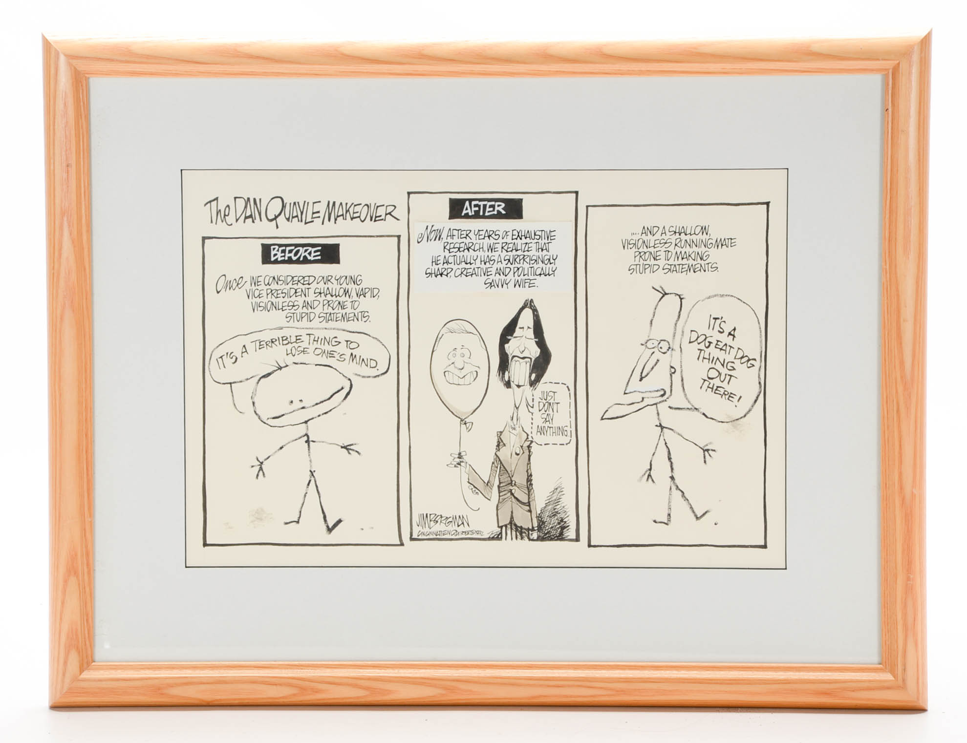 Jim Borgman Original 1992 Ink Cartoon Illustration Prototype for Cincinnati Enquirer