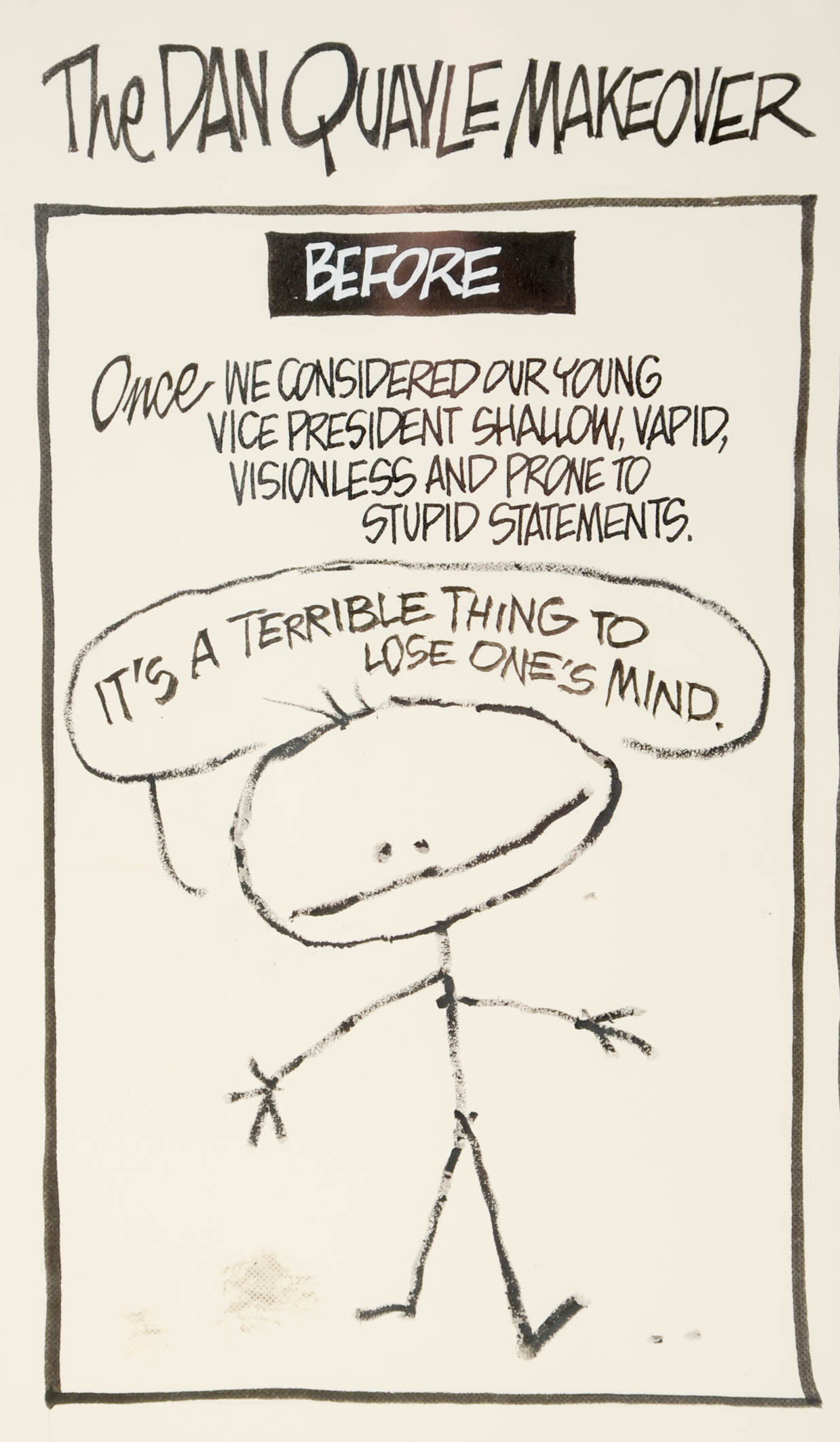 Jim Borgman Original 1992 Ink Cartoon Illustration Prototype for Cincinnati Enquirer