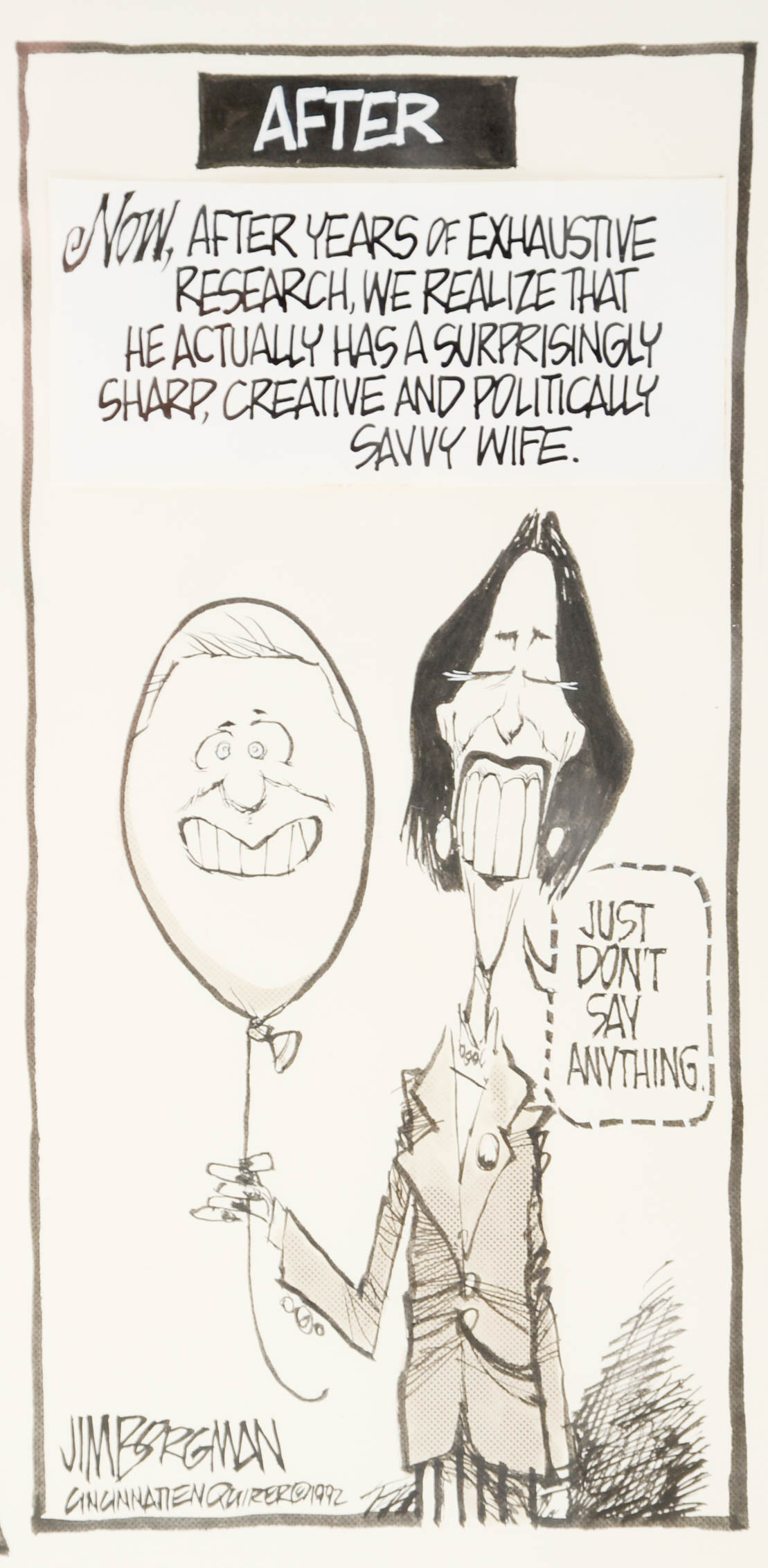 Jim Borgman Original 1992 Ink Cartoon Illustration Prototype for Cincinnati Enquirer