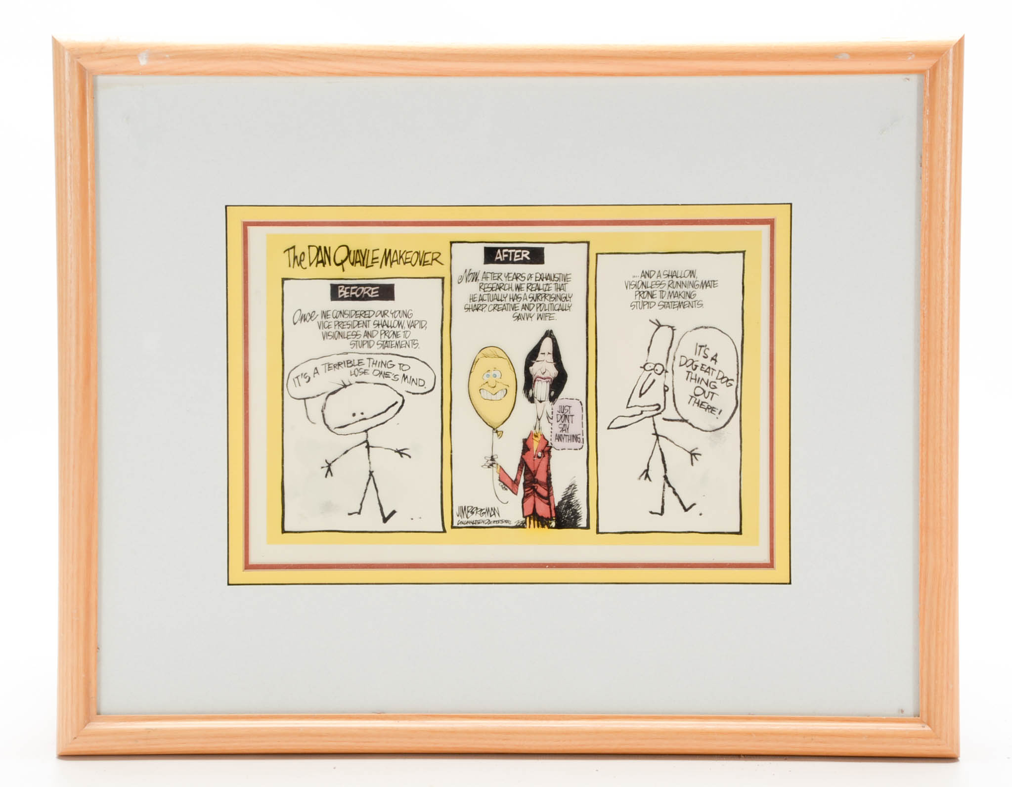 Jim Borgman Original 1992 Ink Cartoon Illustration Prototype for Cincinnati Enquirer