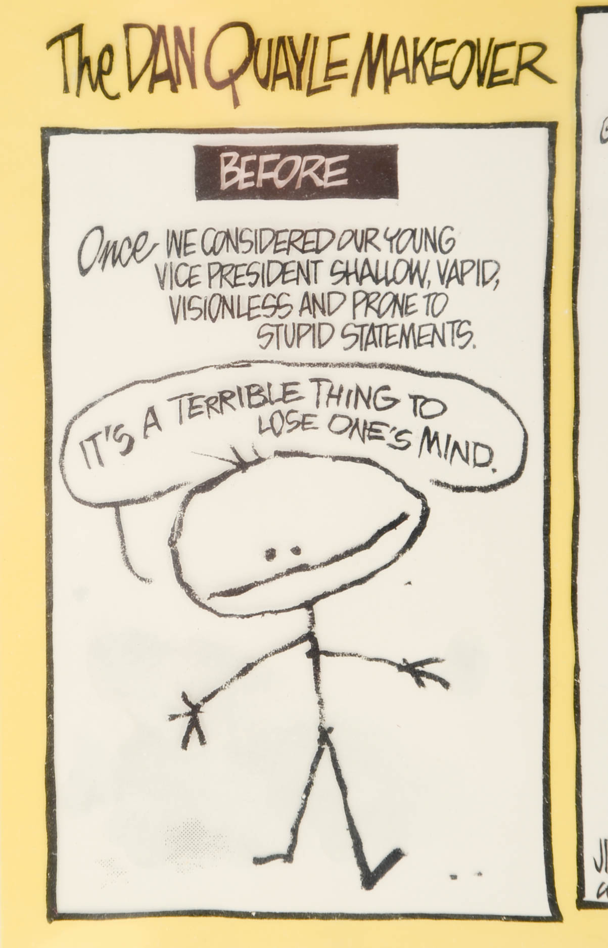 Jim Borgman Original 1992 Ink Cartoon Illustration Prototype for Cincinnati Enquirer