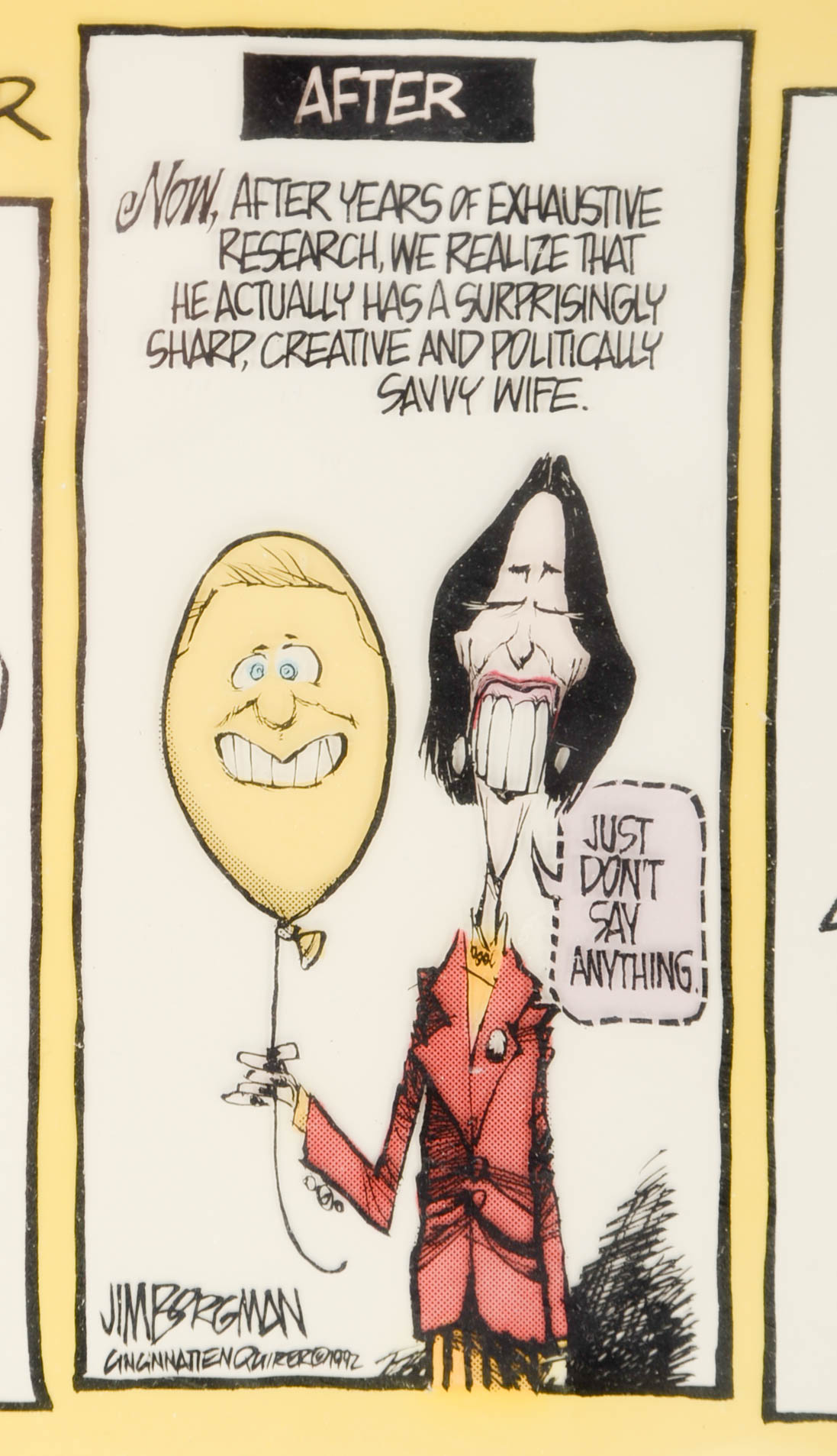 Jim Borgman Original 1992 Ink Cartoon Illustration Prototype for Cincinnati Enquirer