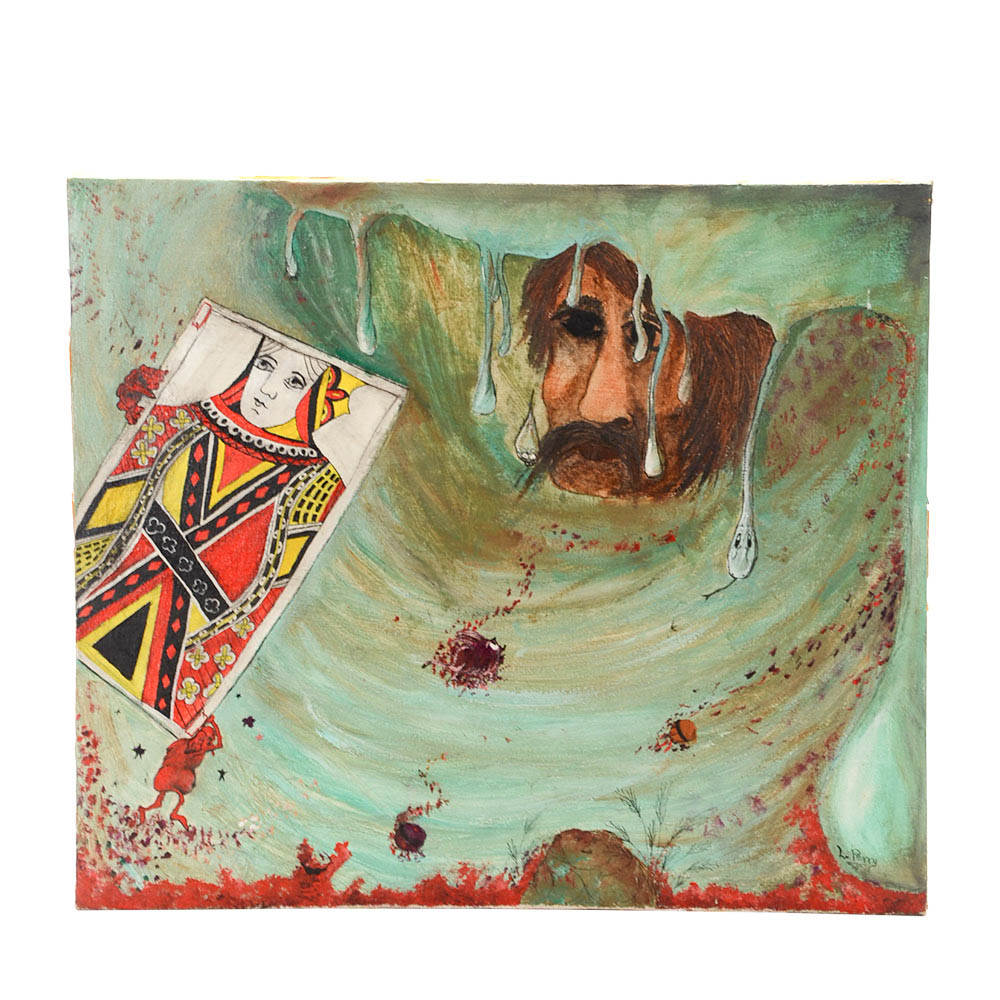 L. Perry Original 1972 Surreal Oil Painting on Canvas