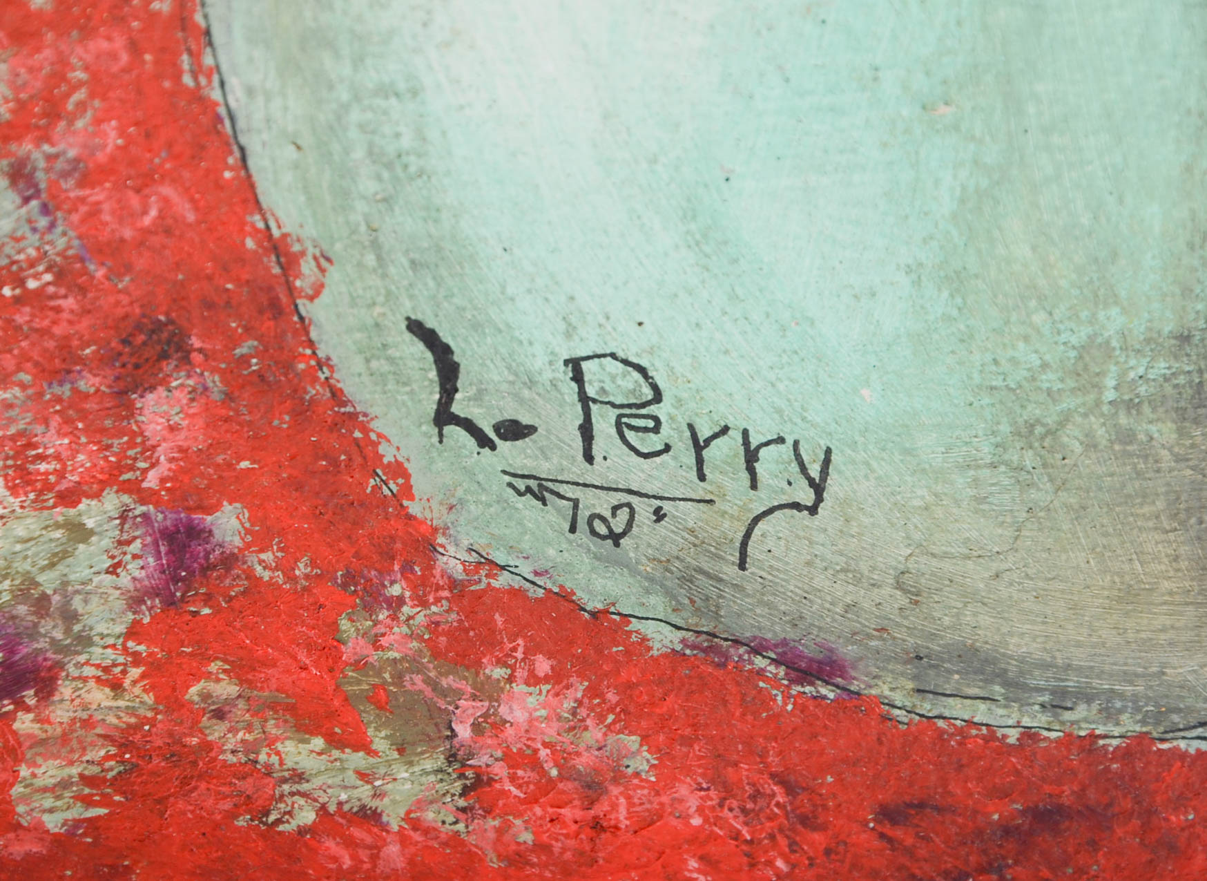 L. Perry Original 1972 Surreal Oil Painting on Canvas