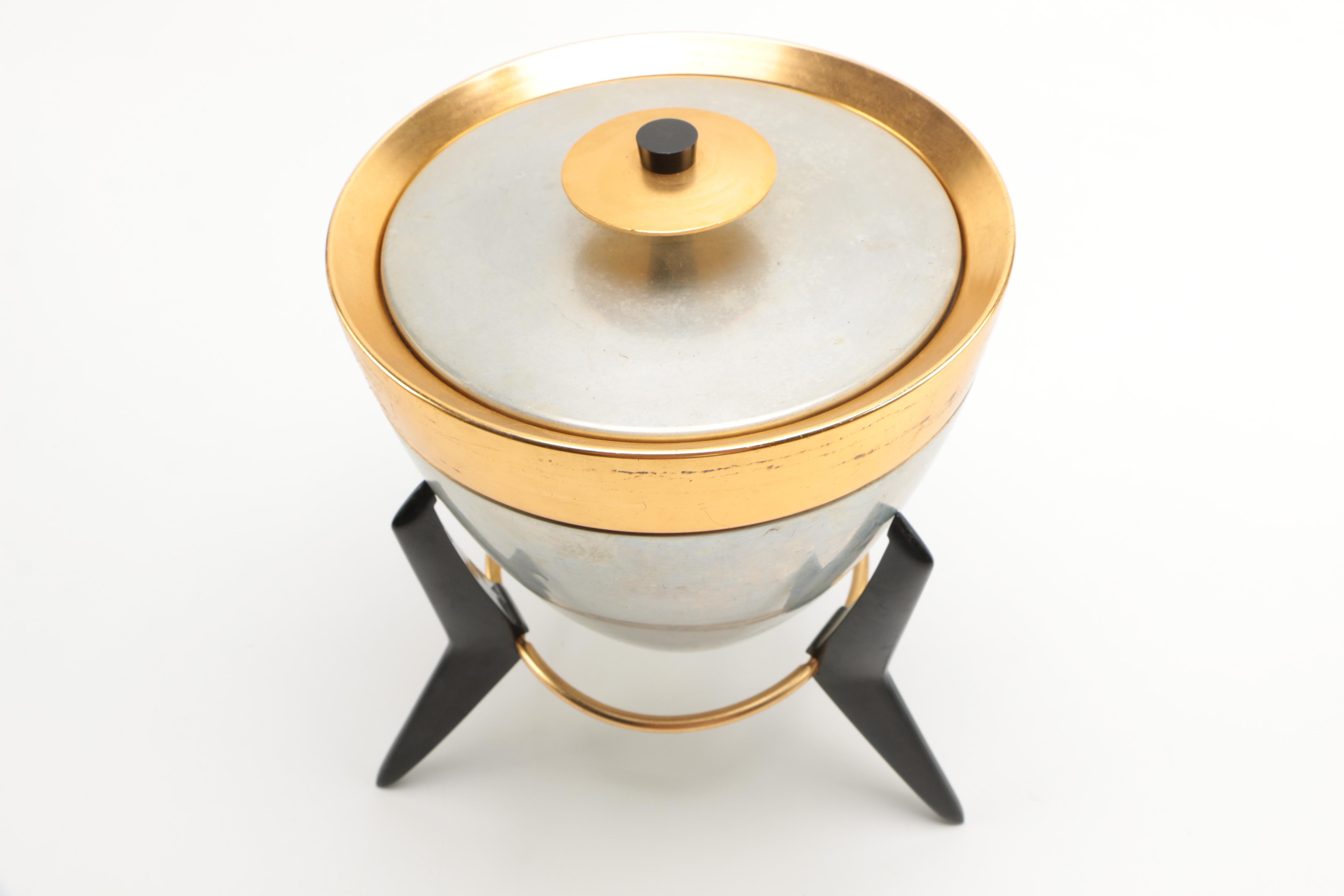 Mid-Century Chrome Ice Bucket and Martini Pitcher with Stand