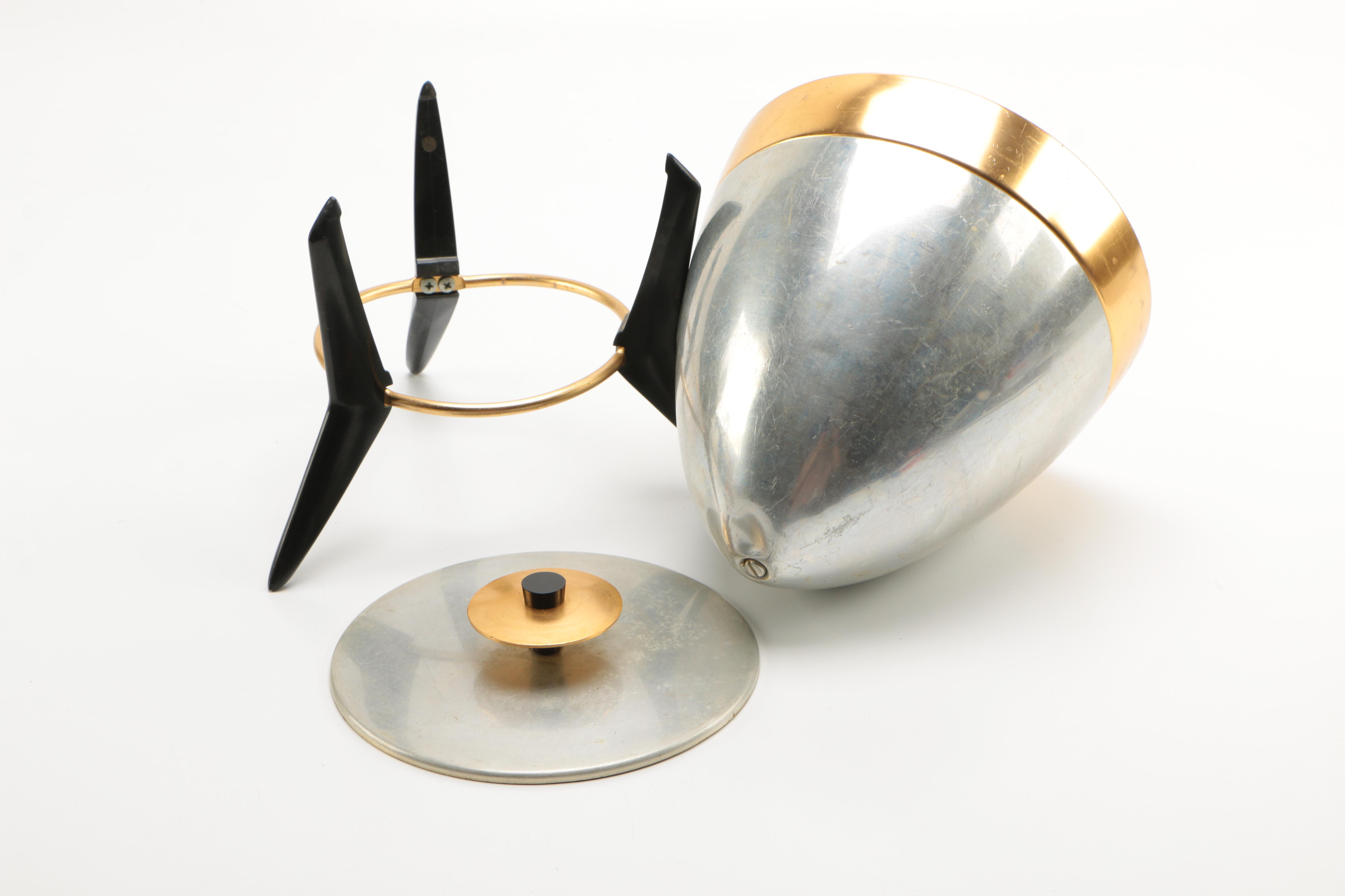 Mid-Century Chrome Ice Bucket and Martini Pitcher with Stand