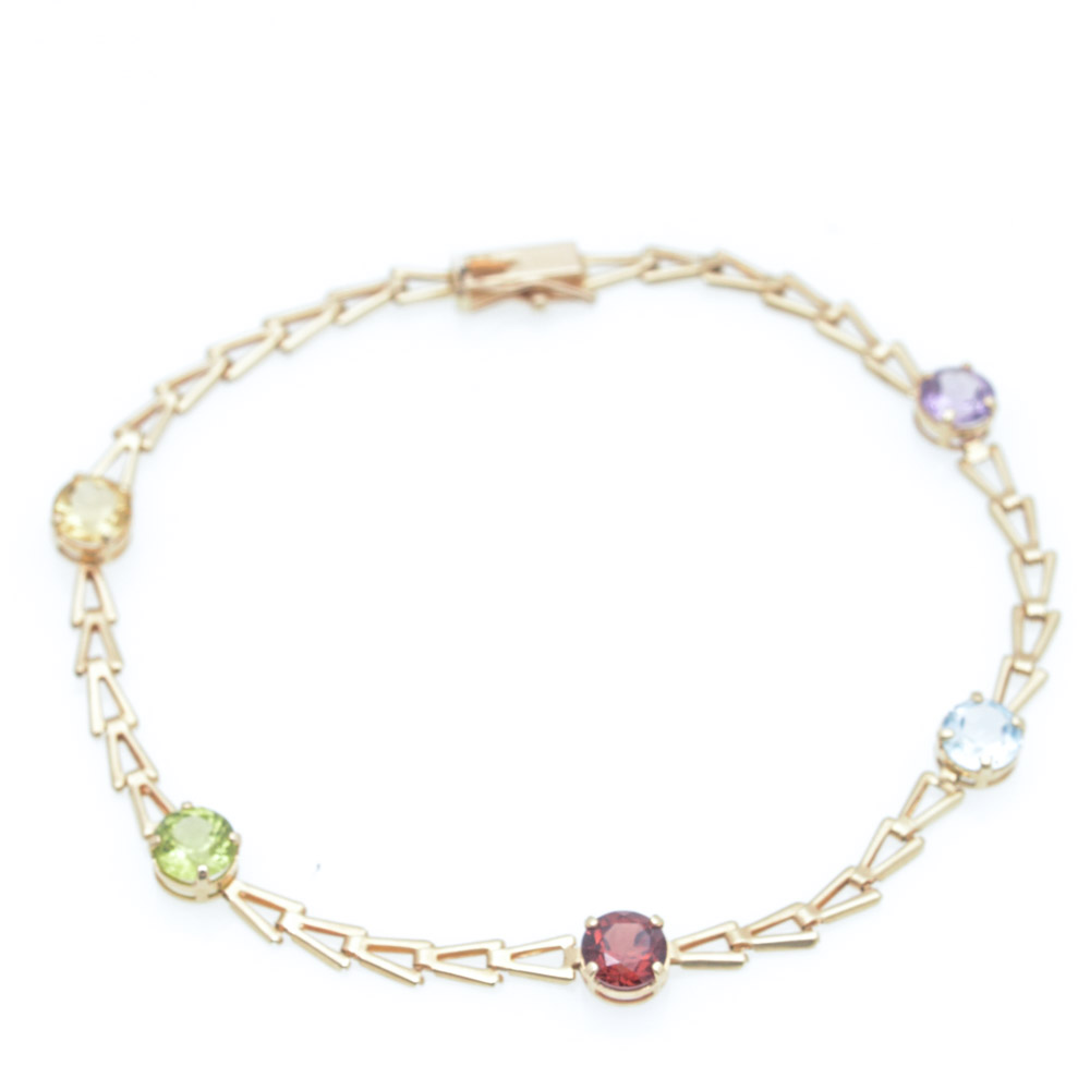 14K Yellow Gold and Gemstone Bracelet