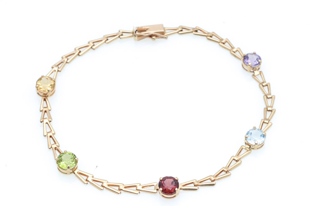 14K Yellow Gold and Gemstone Bracelet