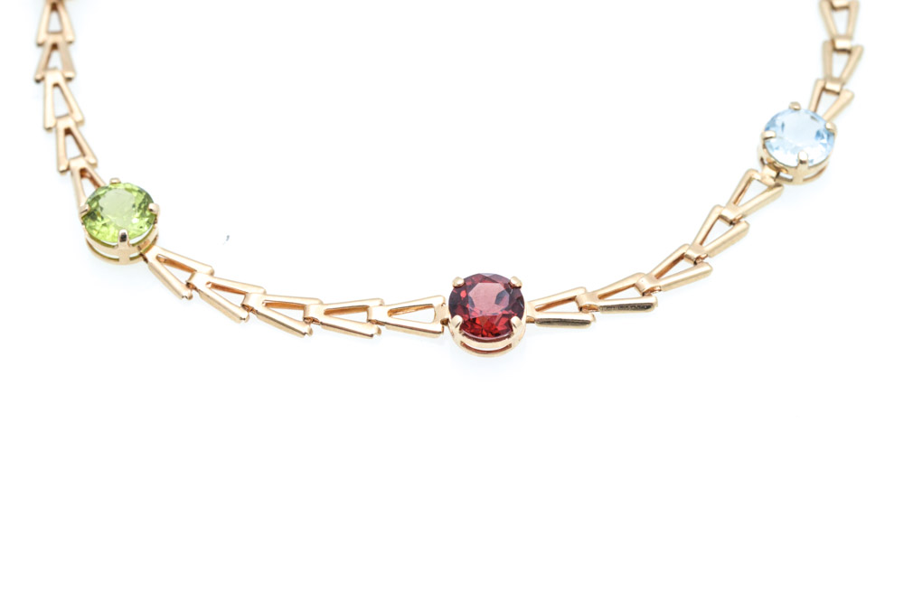 14K Yellow Gold and Gemstone Bracelet