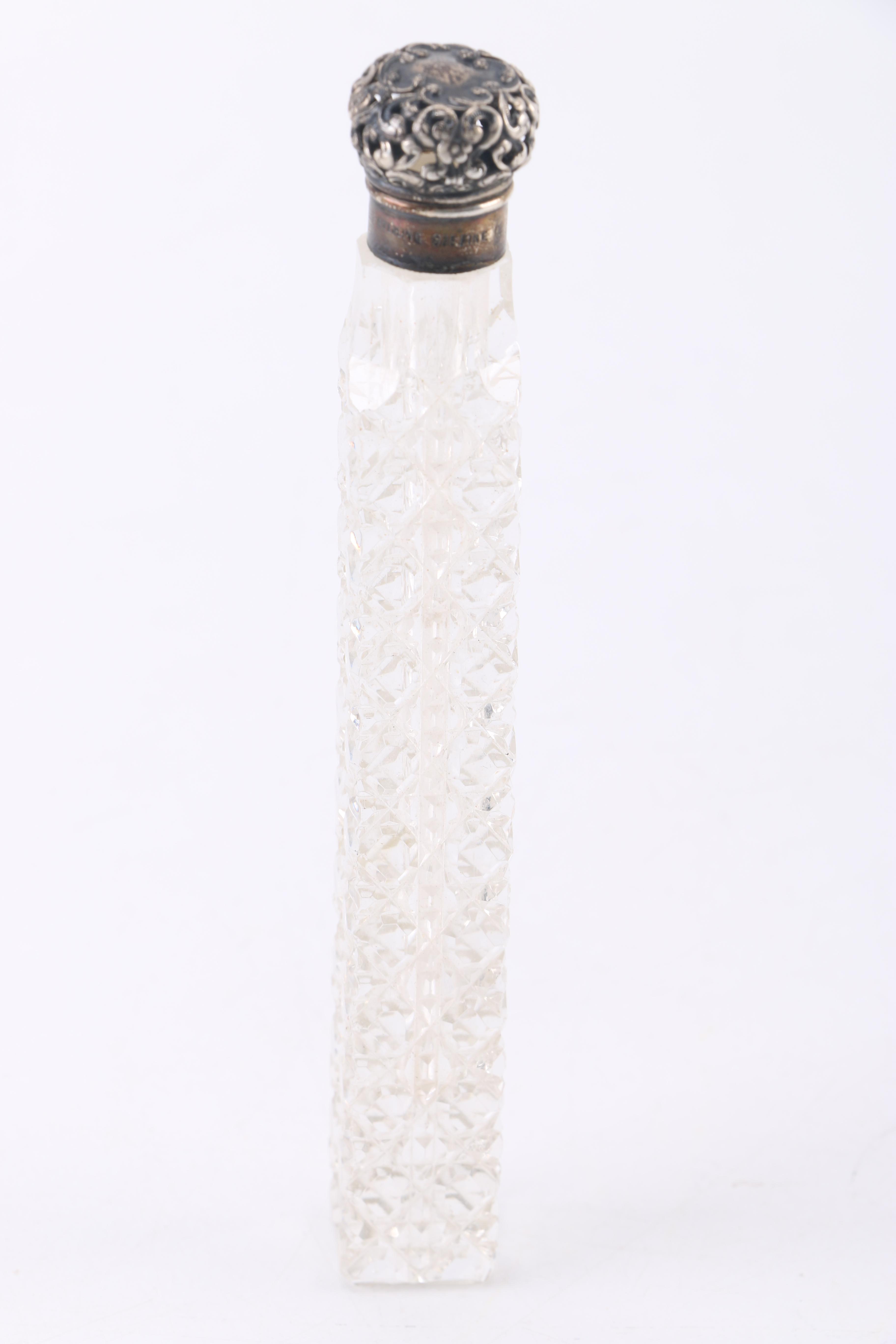 Vintage Glass Perfume Bottles With Sterling Silver Lids