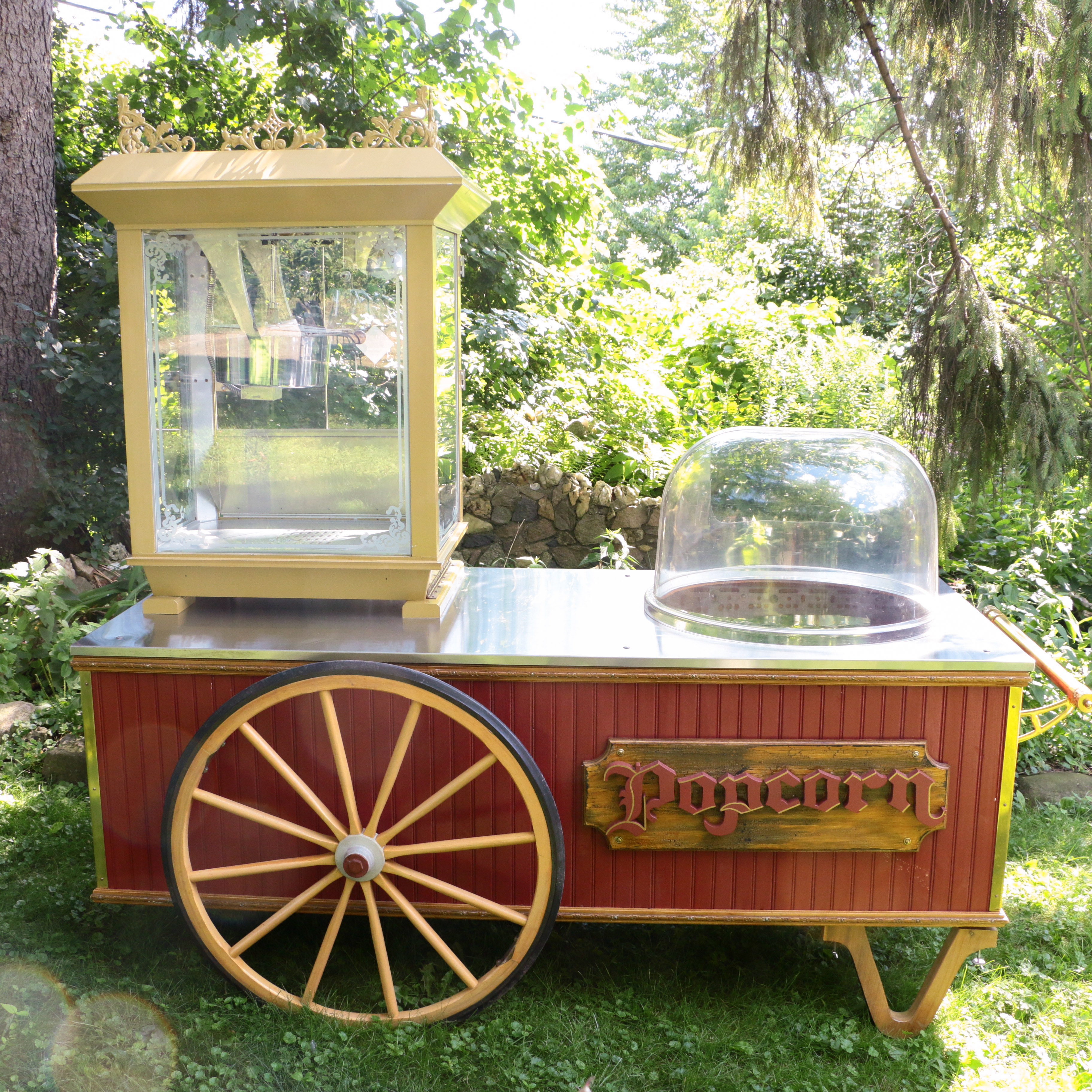 Handmade Popcorn Cart, Popcorn Machine, and Supplies