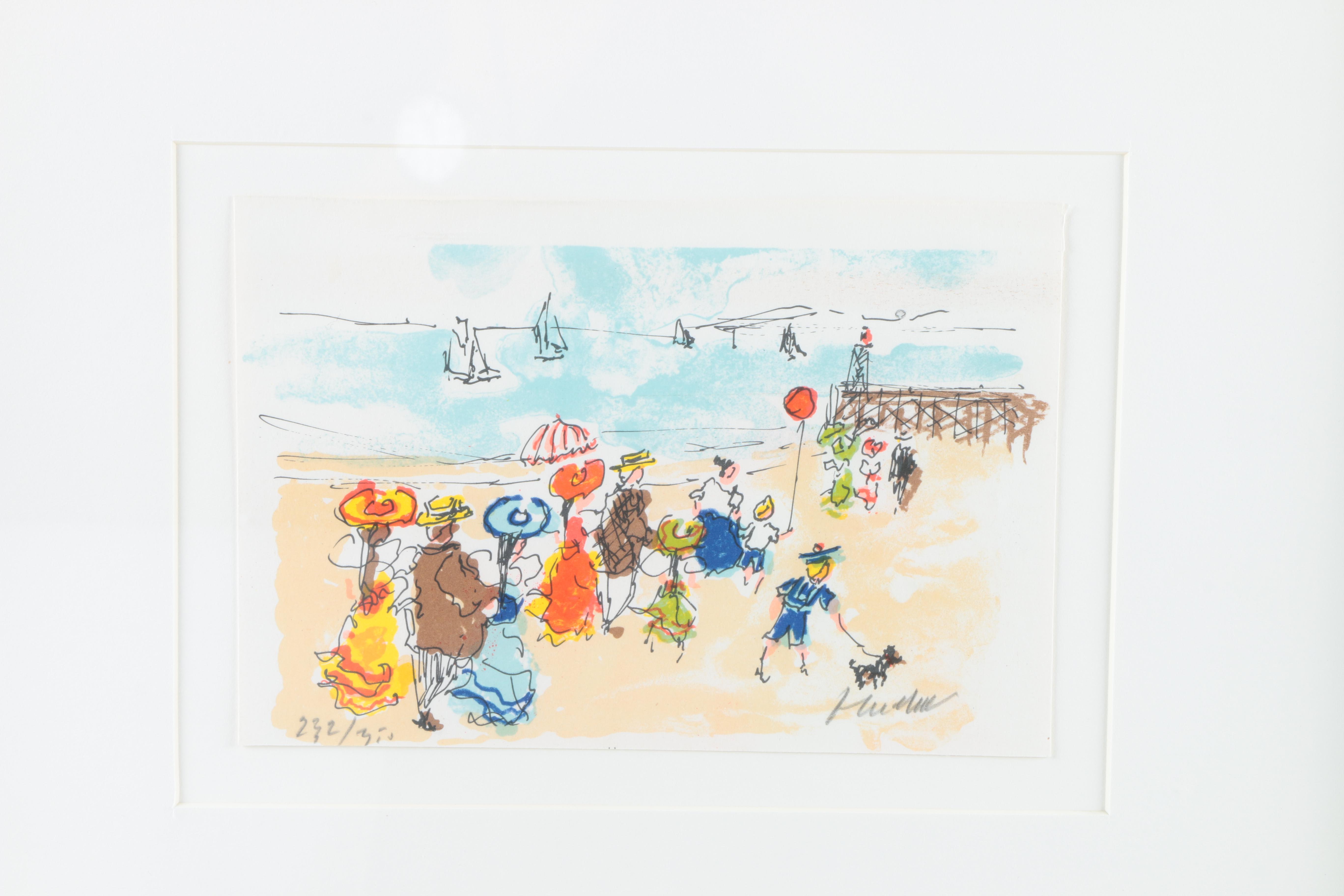 Urbain Huchet Limited Edition Lithograph "The Beach"