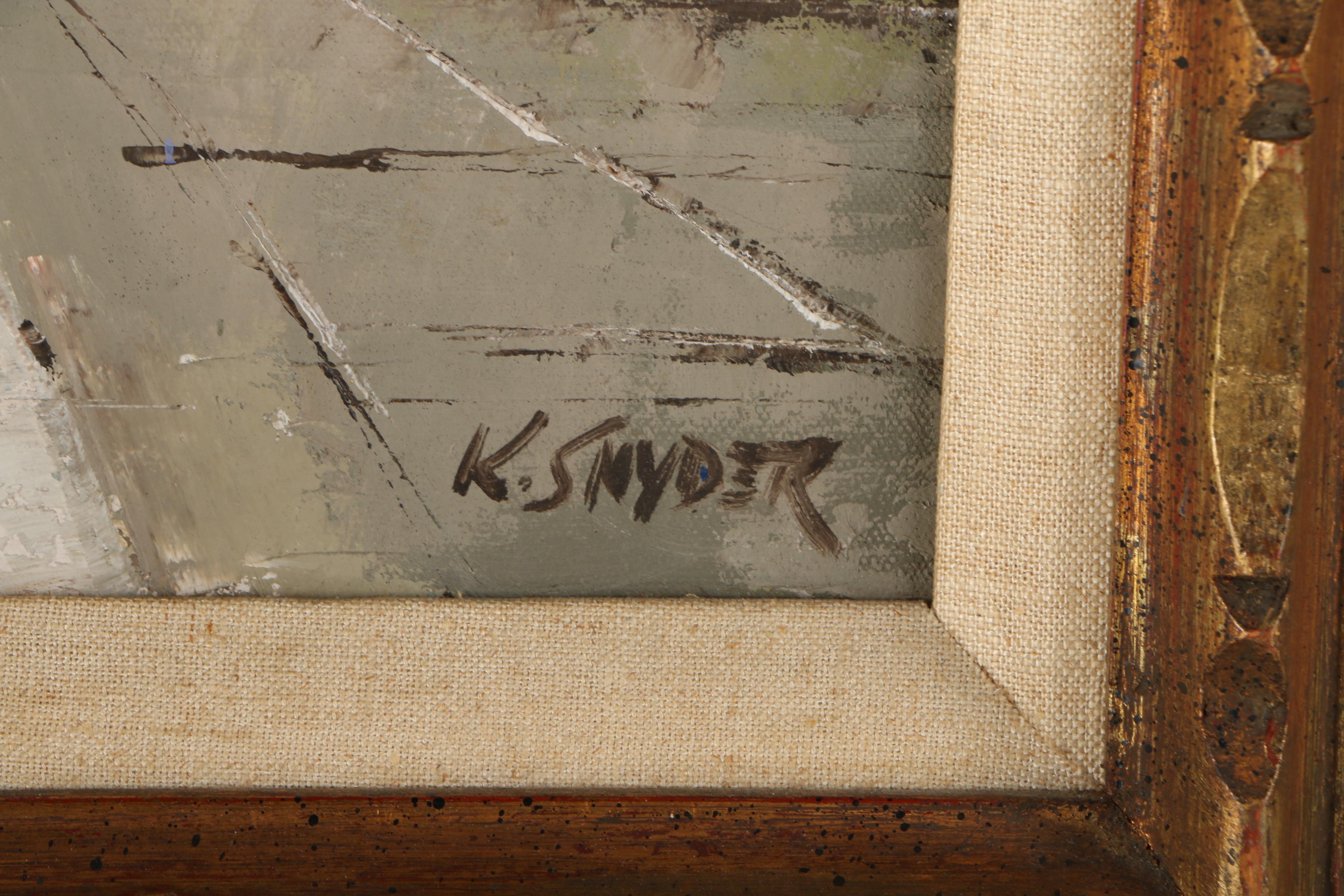 K. Snyder Oil Painting on Canvas of European Street Scene