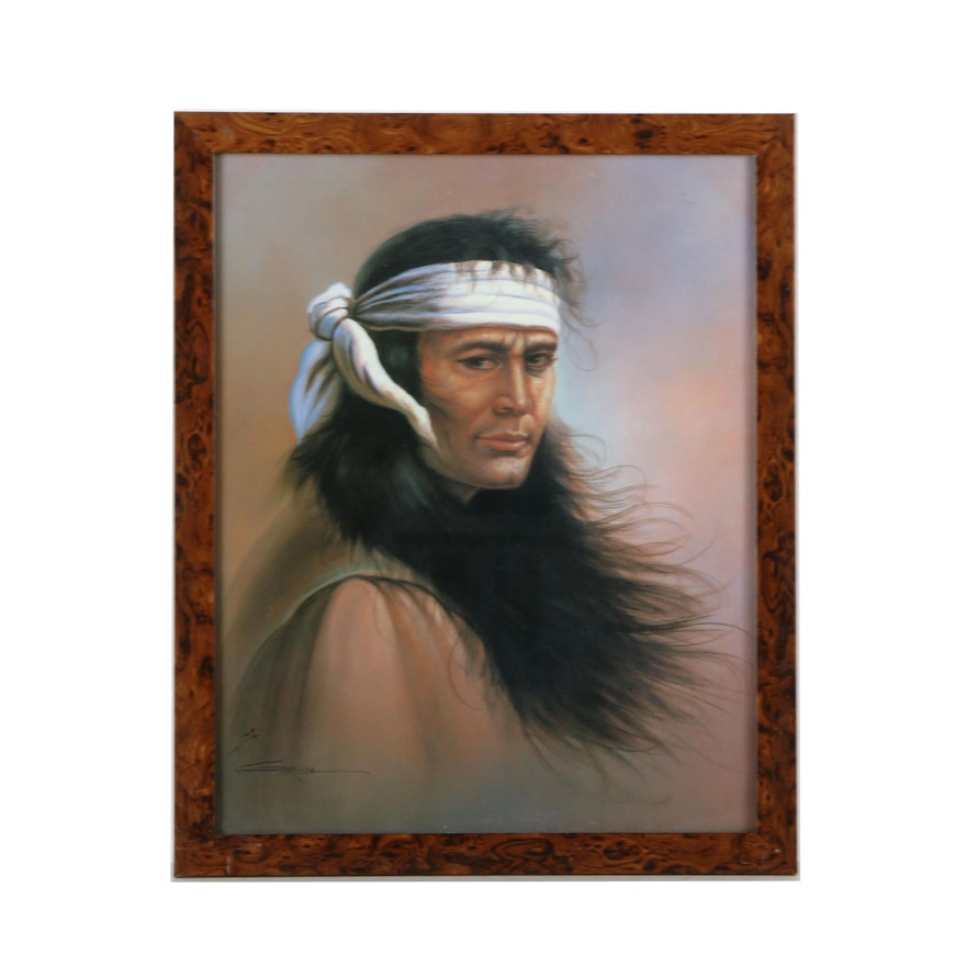 S. Garcia Offset Lithograph After Peter Nowell's Painting "Apache Indian Scout"