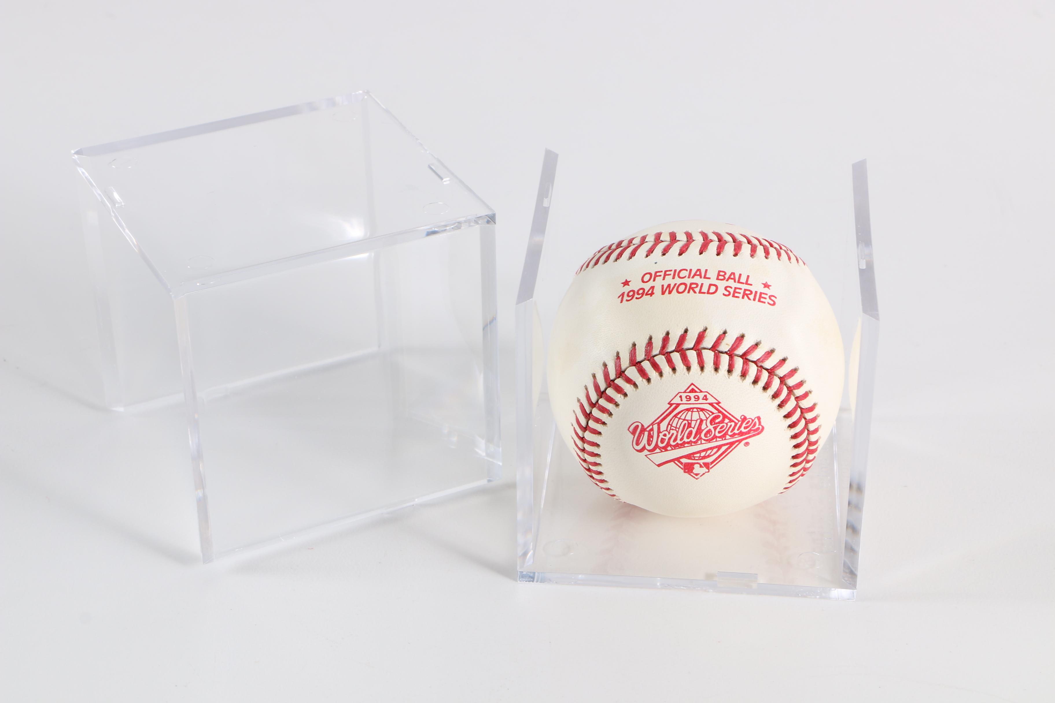 Collection of Commemorative Baseballs with Display Cases
