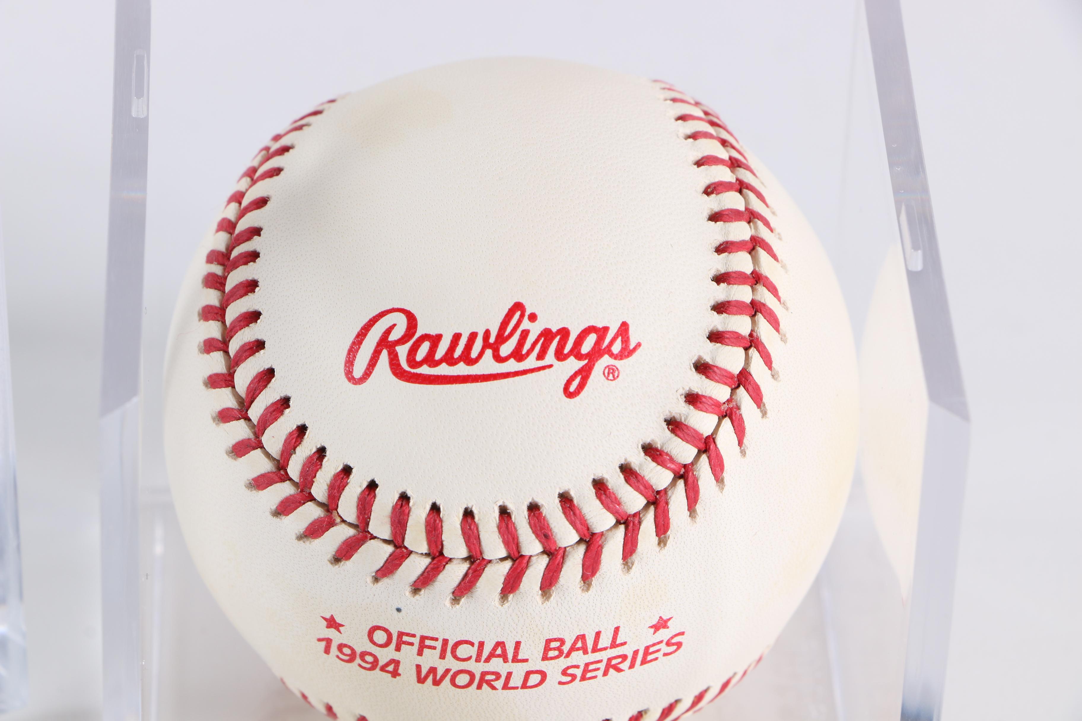 Collection of Commemorative Baseballs with Display Cases