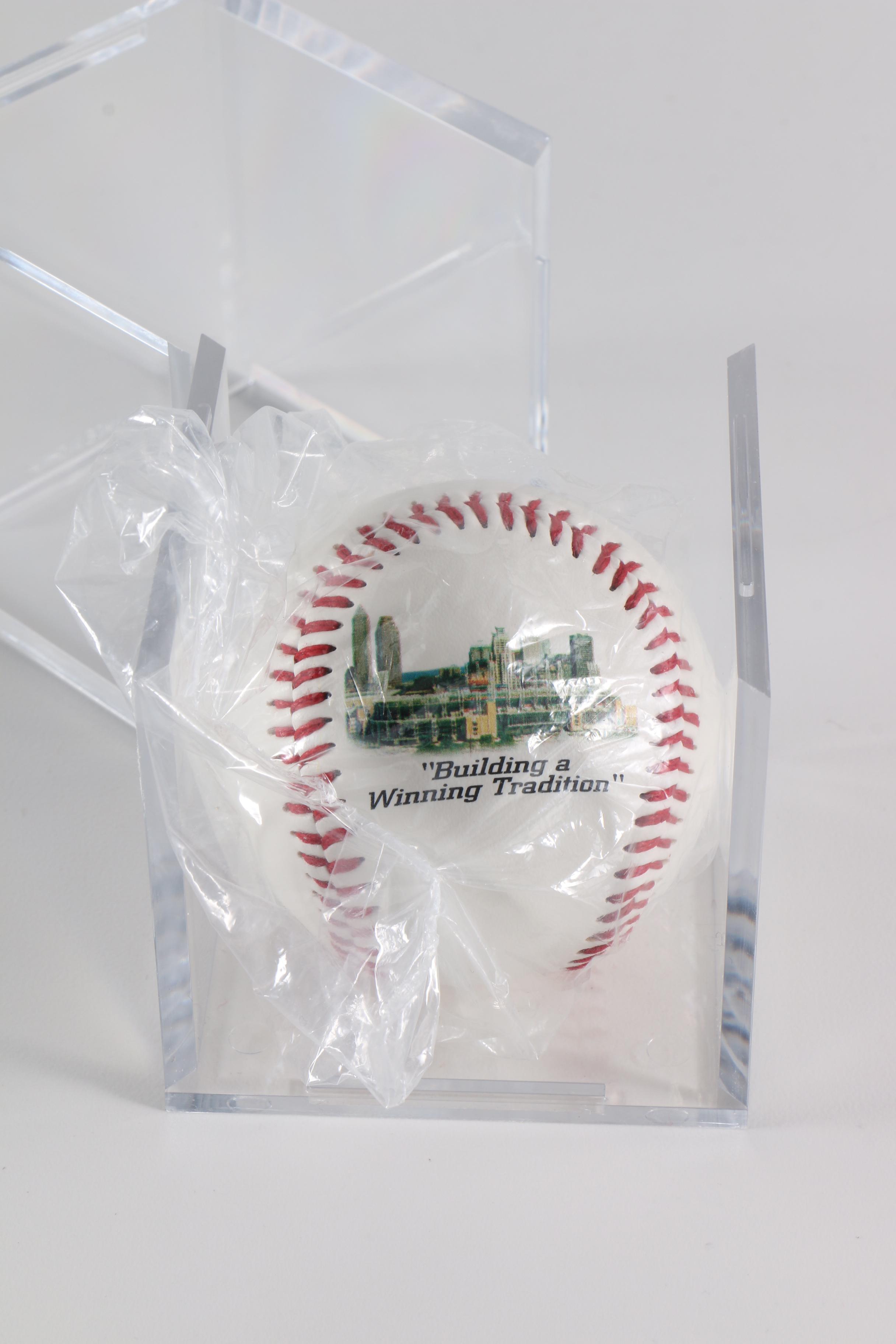 Collection of Commemorative Baseballs with Display Cases