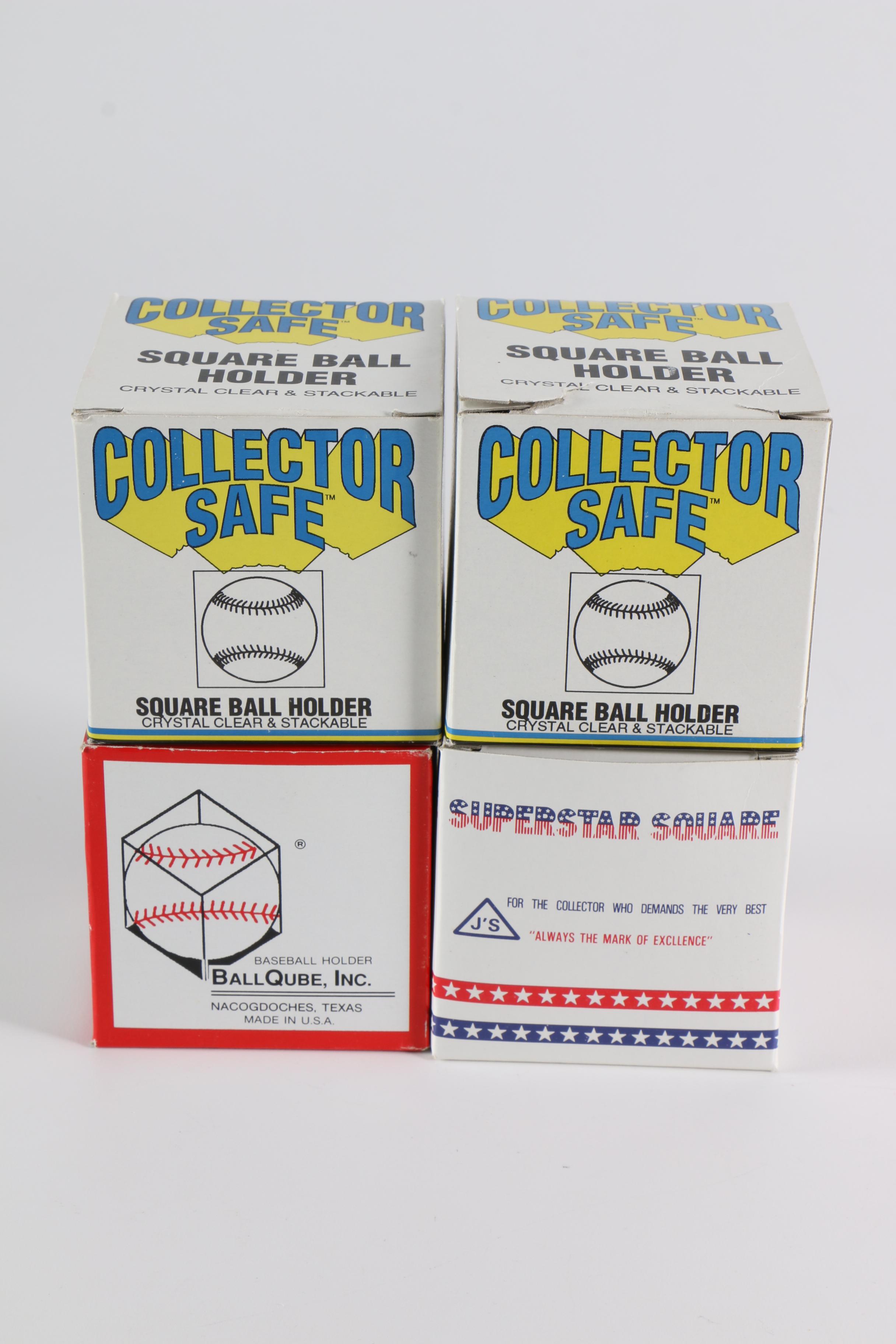 Collection of Commemorative Baseballs with Display Cases