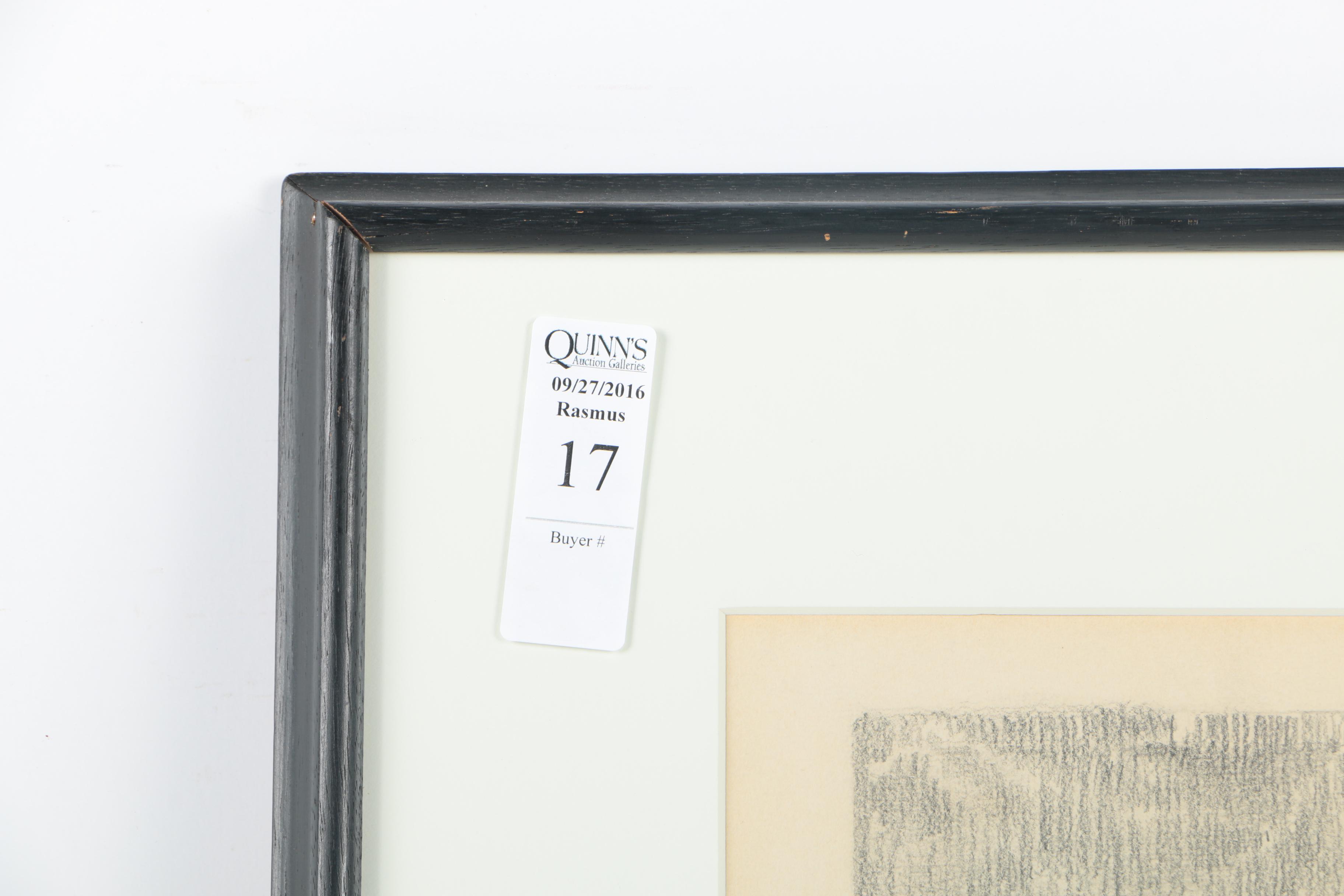 Sidney Cannel Autographed 1944 Charcoal Drawing of Yehudi Menuhin