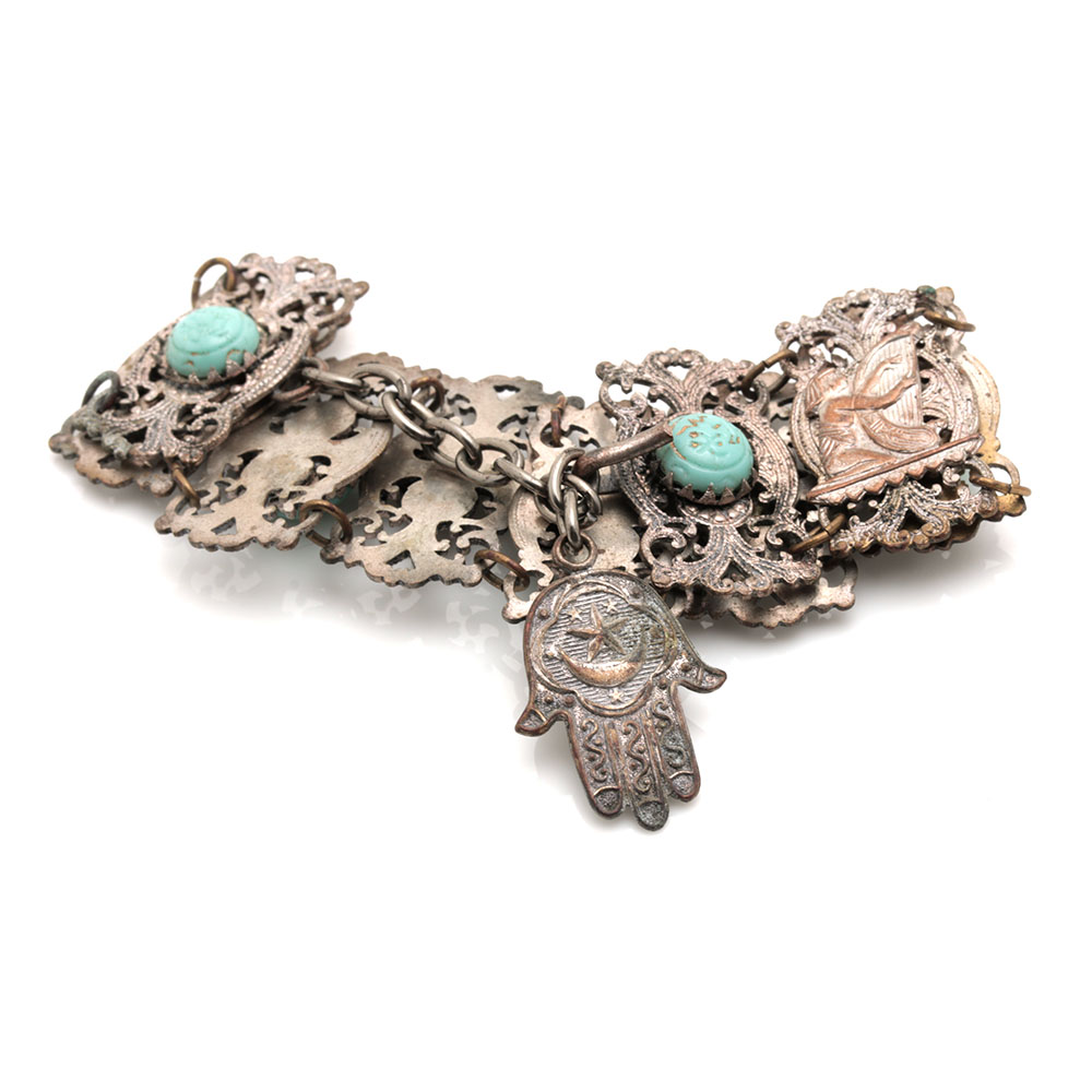 Assortment of Costume Jewelry Including Two Sterling Silver Charms