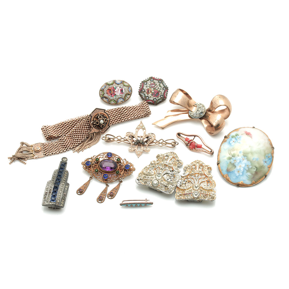 Vintage Jewelry With Micro Mosaics and Victorian Wedding Bracelet