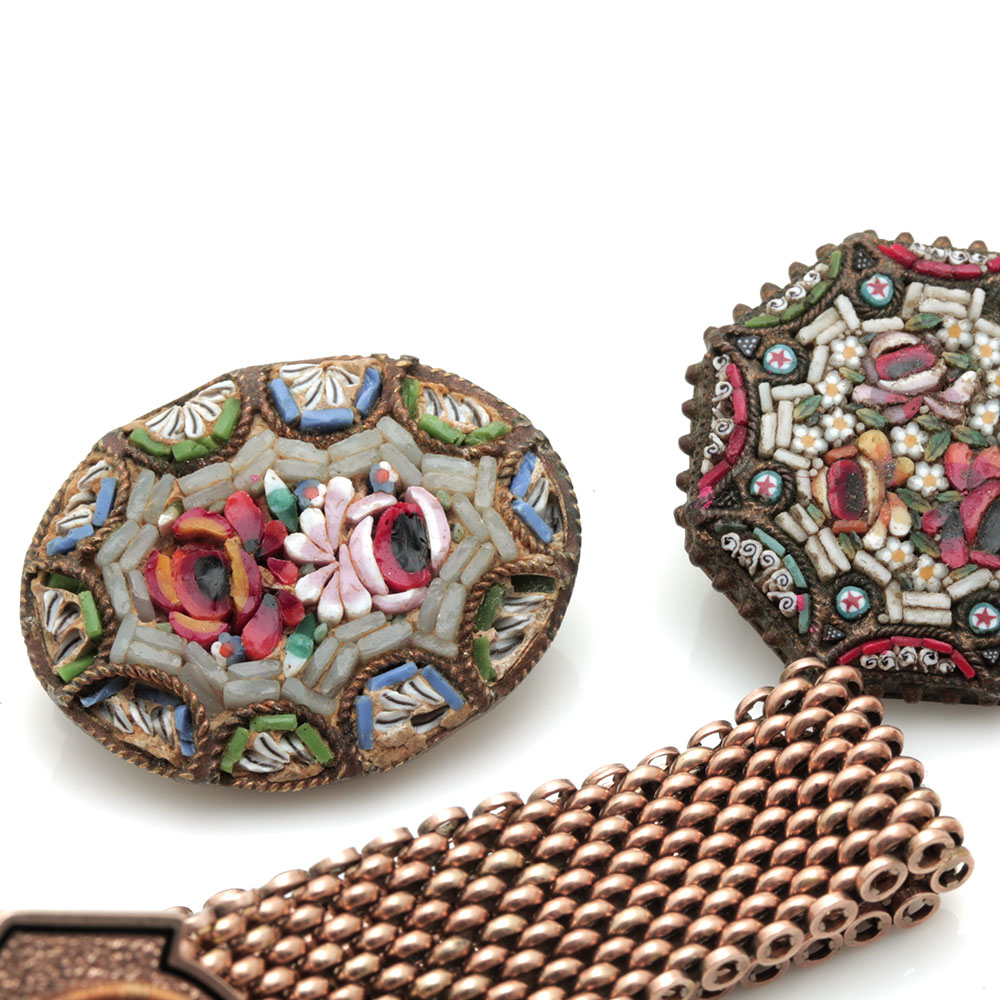 Vintage Jewelry With Micro Mosaics and Victorian Wedding Bracelet