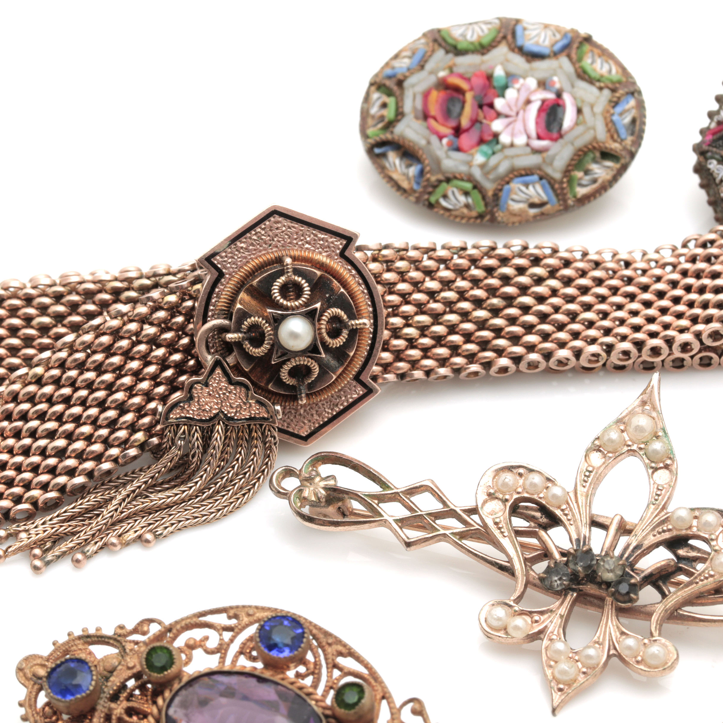 Vintage Jewelry With Micro Mosaics and Victorian Wedding Bracelet