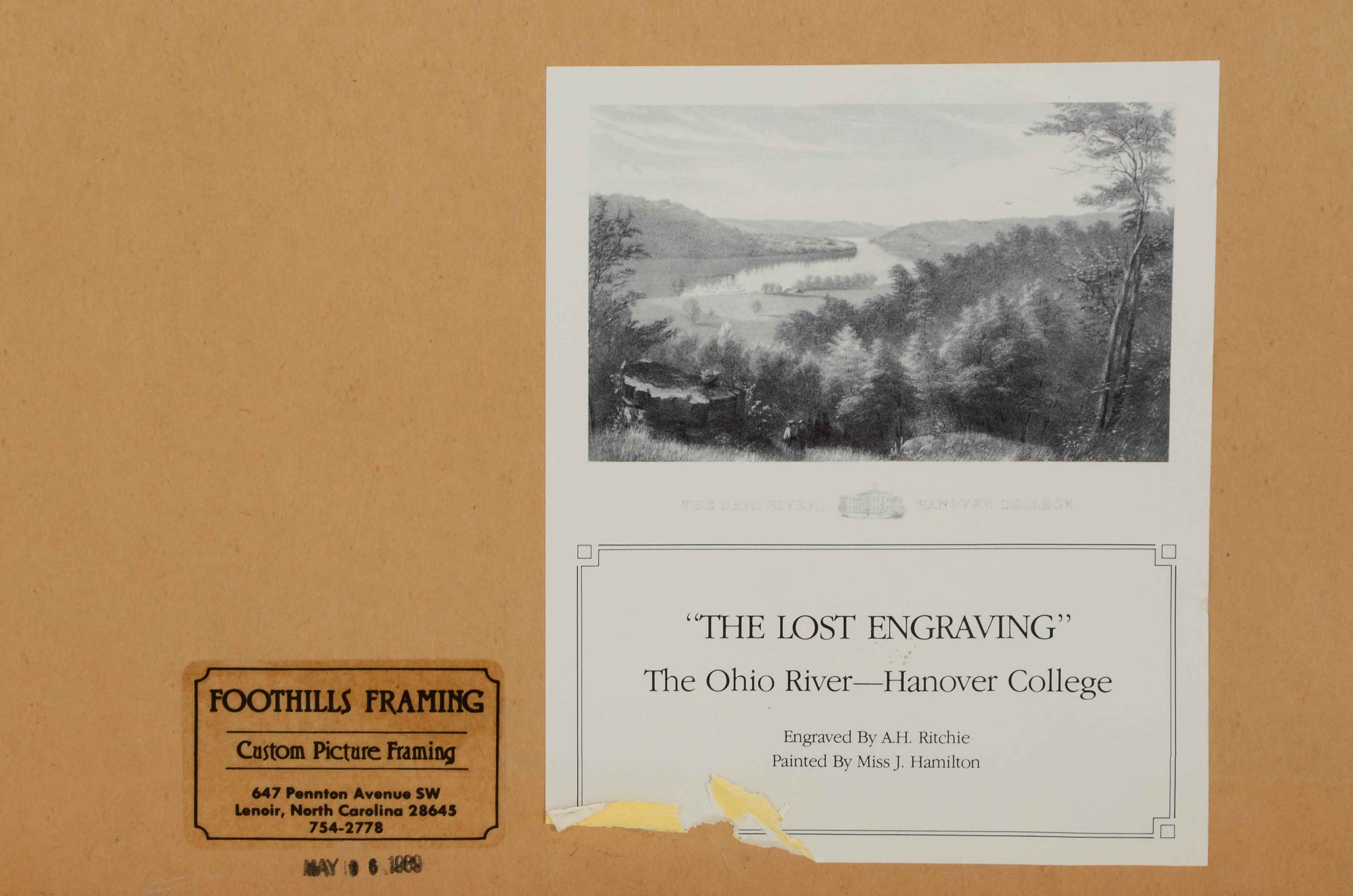 Lithograph after 1870 Miss J. Hamilton Engraving "The Ohio River"