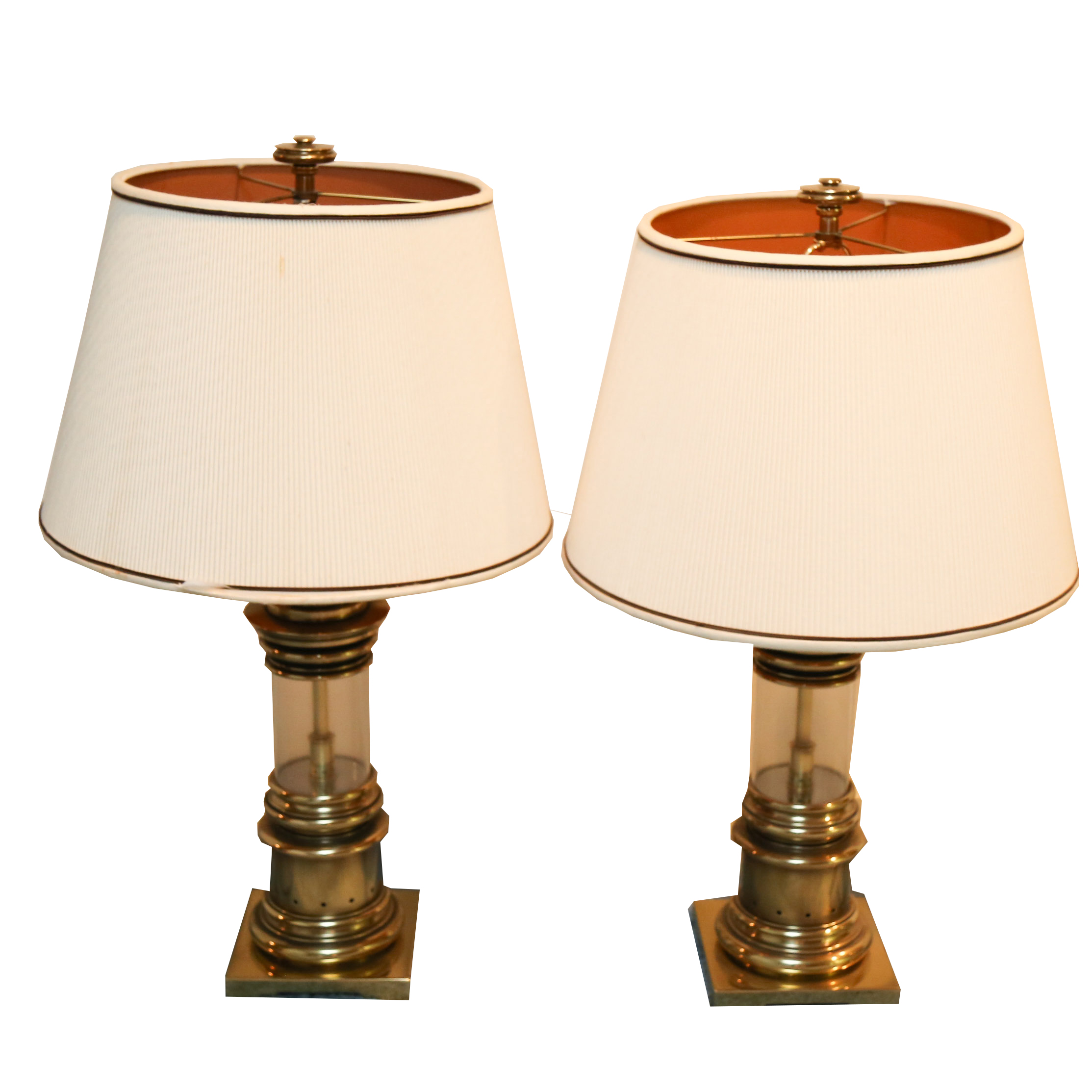 Vintage Brass and Glass Table Lamps