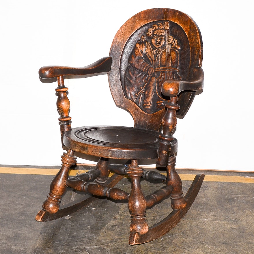 Antique Dutch Style Oak Rocking Chair