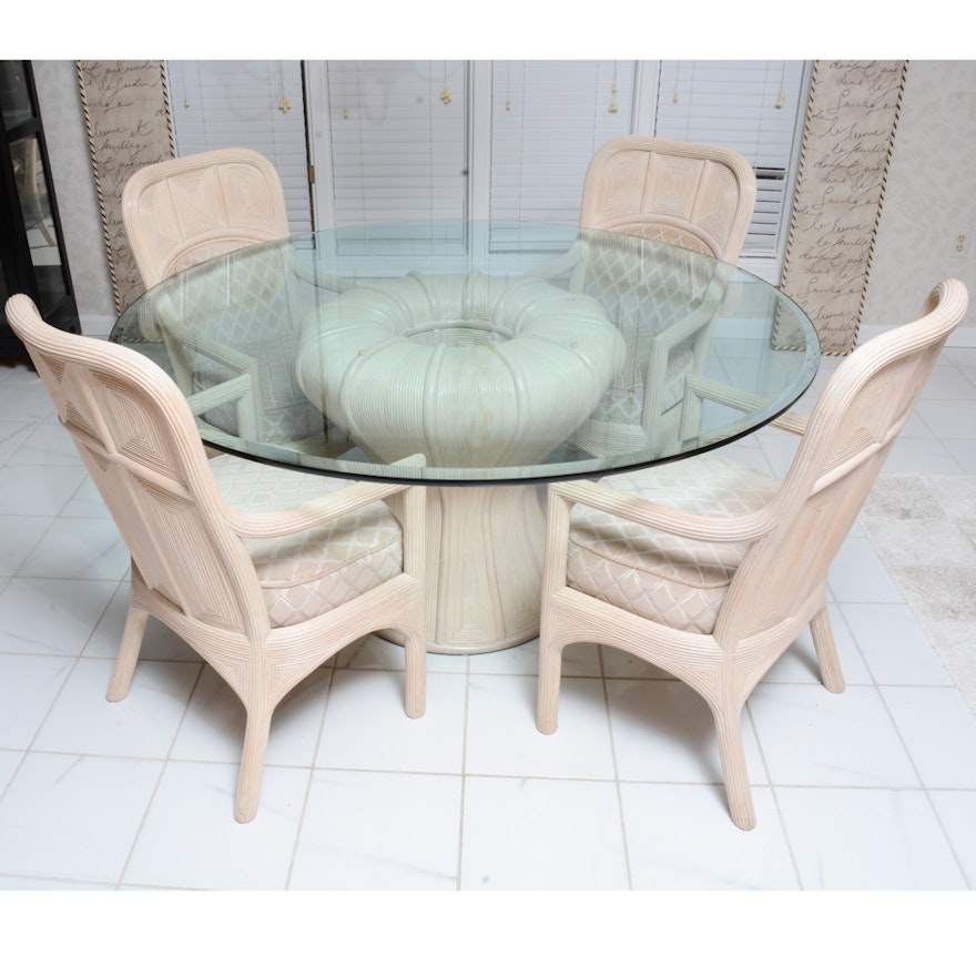 Round Glass Dining Room Table and Chairs