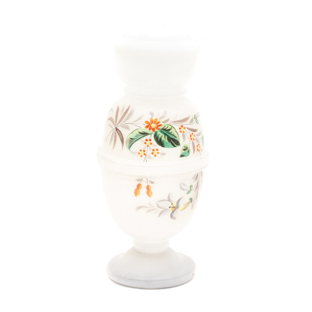 Bristol Style Frosted Clambroth Glass Vase