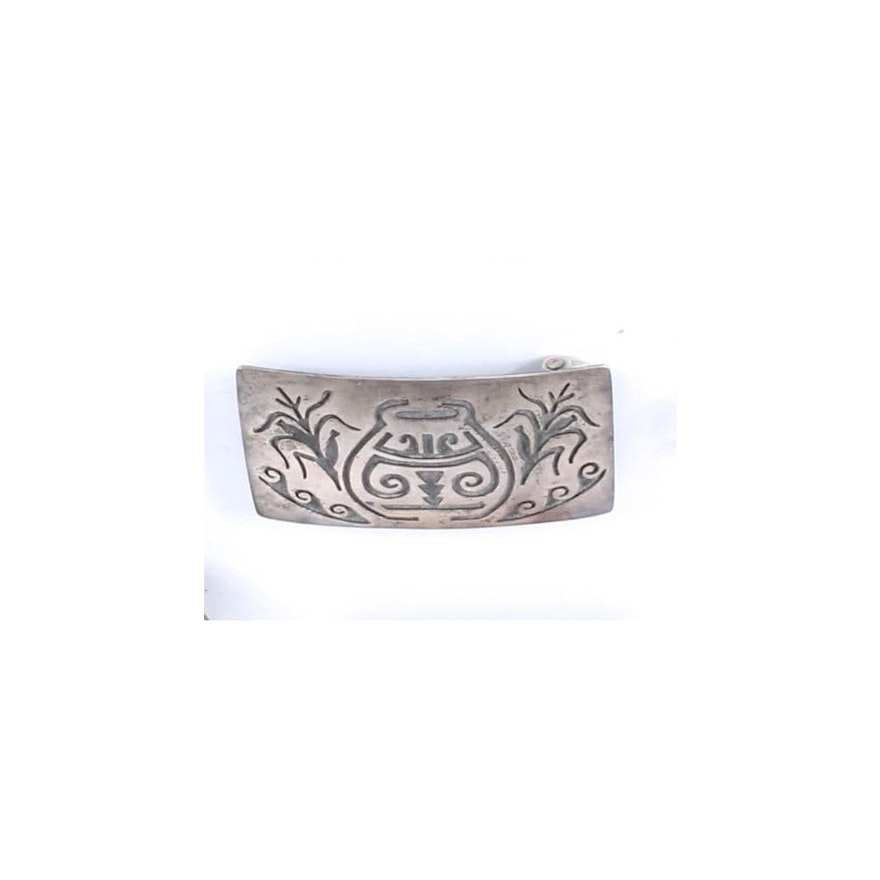 Charlie Singer Sterling Silver Navajo Belt Buckle