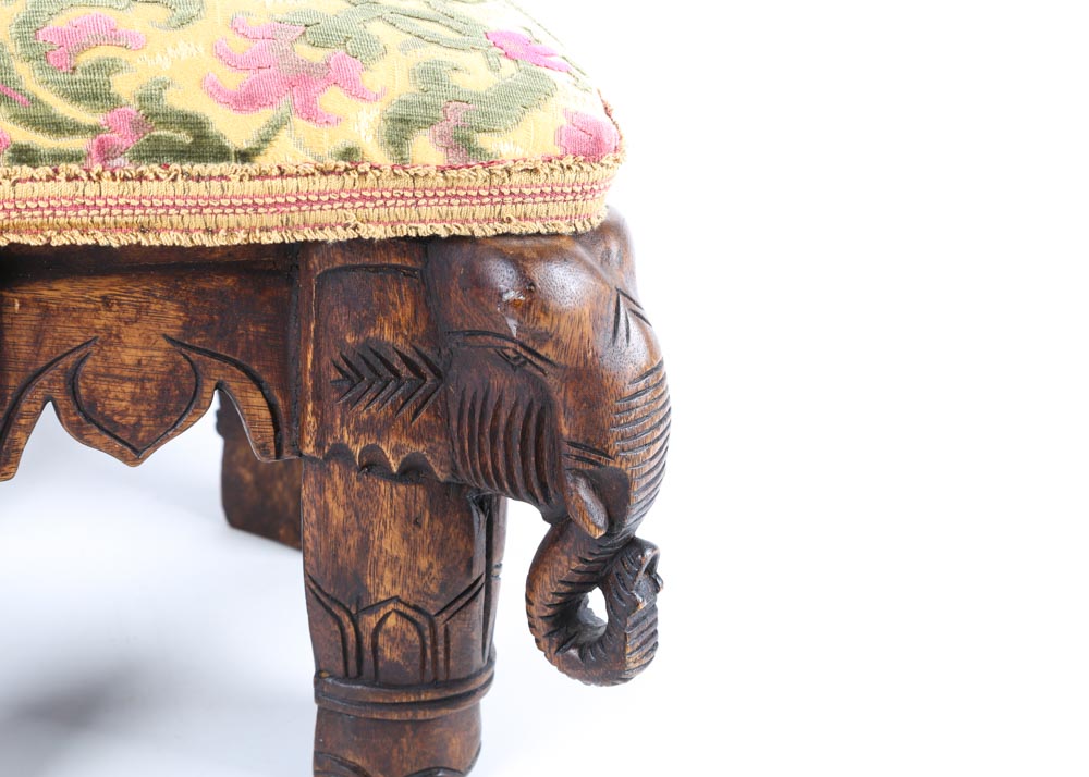 Carved Elephant Footstool